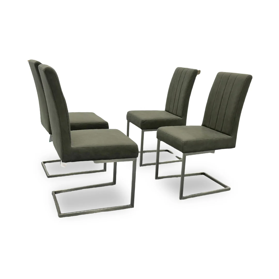 'Grigio' Grey Upholstery Set of 4 Dining Chairs - Image 5