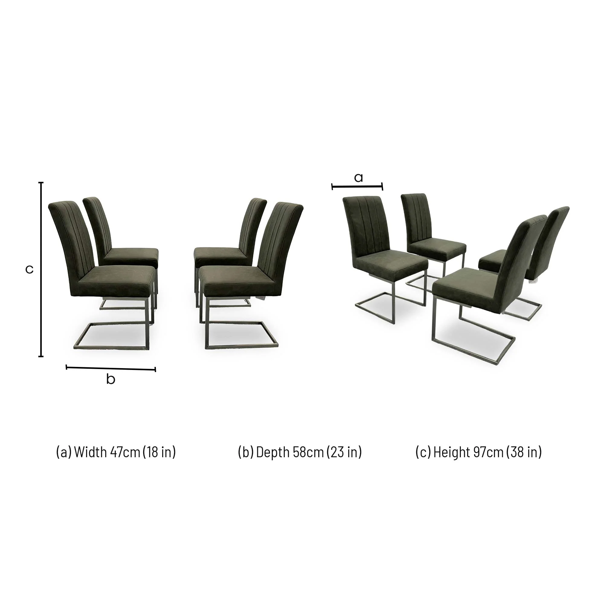 'Grigio' Grey Upholstery Set of 4 Dining Chairs - Image 6