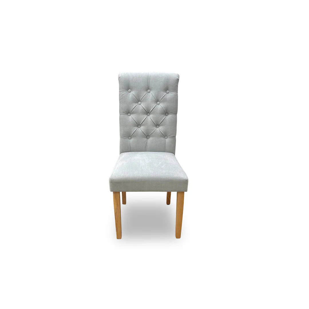 'Hamilton' Sky Blue Fabric Roll Back Button Back Dining Chair - Image 3