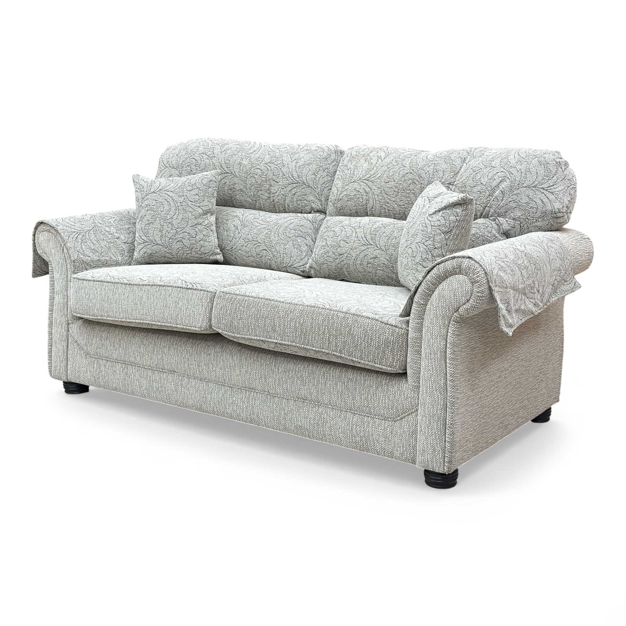 ‘Harry' Oatmeal Patterned Woven Fabric 3 Seater Sofa - Image 6