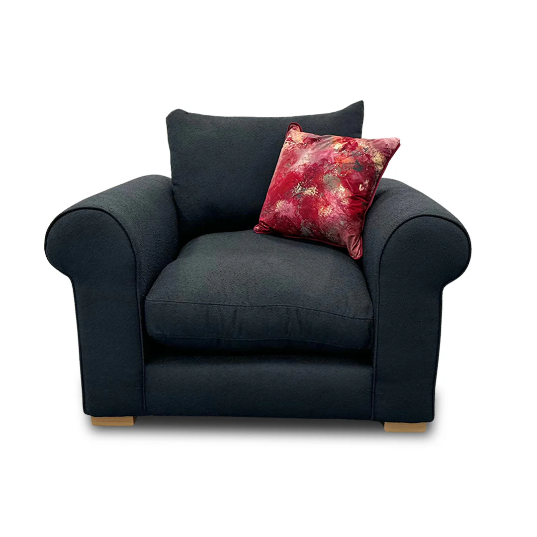 ‘Hugh' Navy Calix Boucle Armchair - Image 3