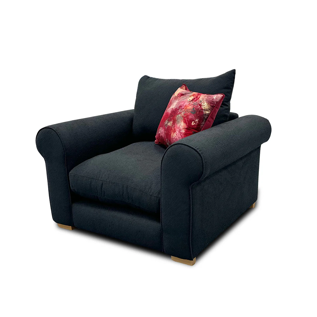 ‘Hugh' Navy Calix Boucle Armchair - Image 5