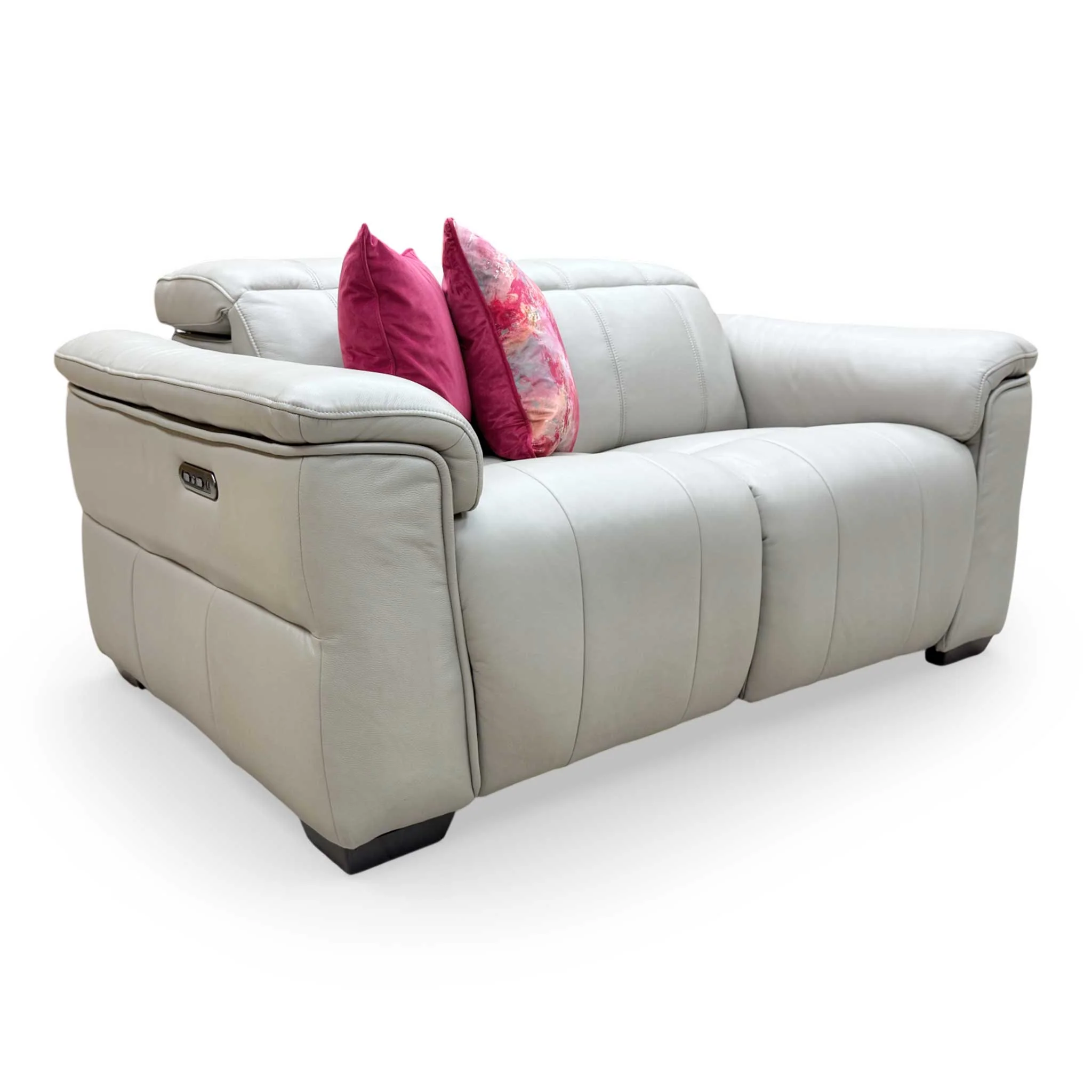 'Inca' Cat-60/23 Lead Grey Leather 2 Seater Power Recliner Sofa with Power Headrests - Image 7