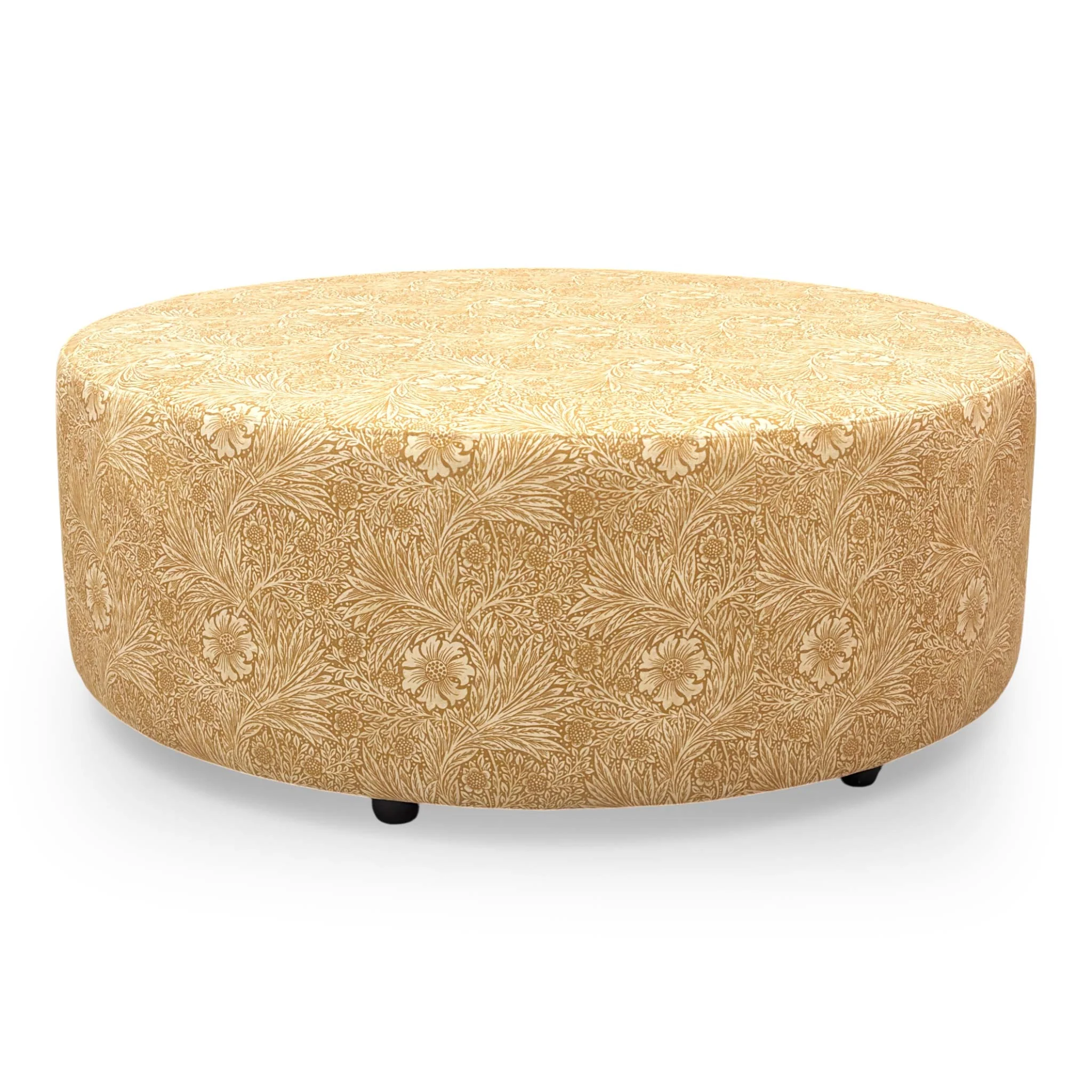 ‘Iris’ Yellow Velvet Floral Patterned Footstool - Image 6