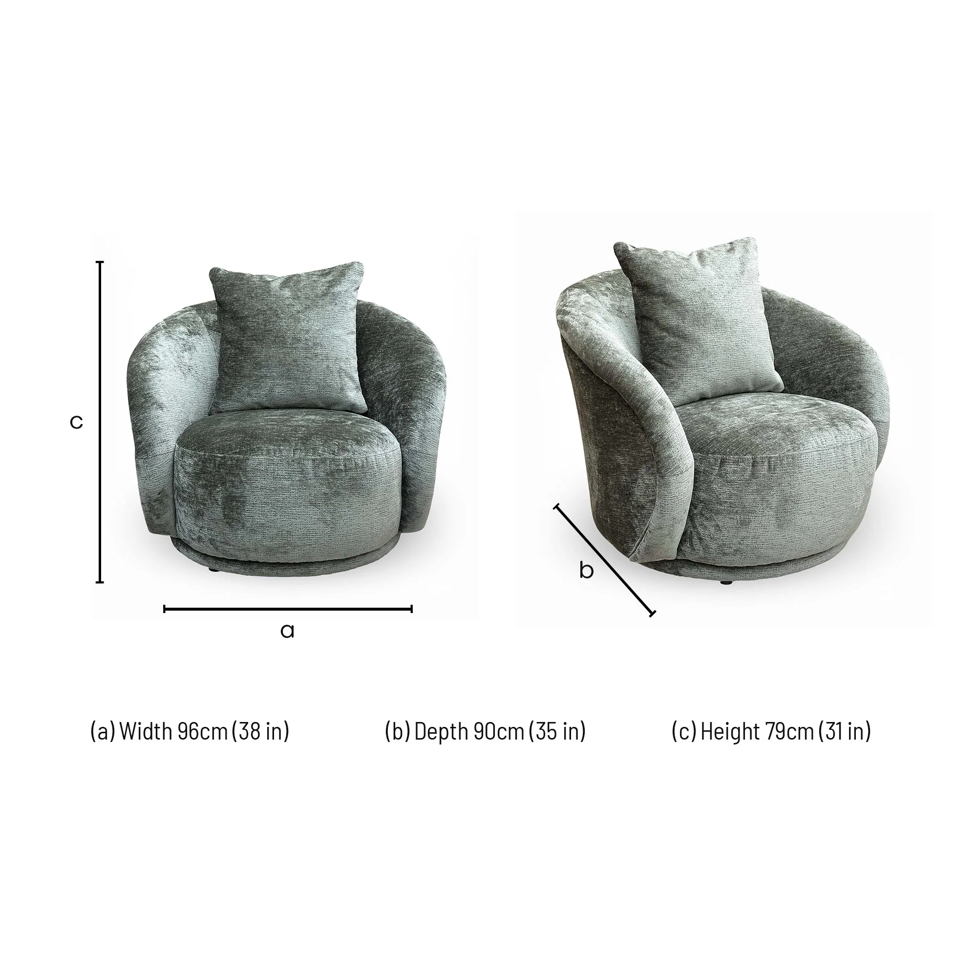 'Jasper’ Moss Green Chenille Fabric Accent Chair - Image 7