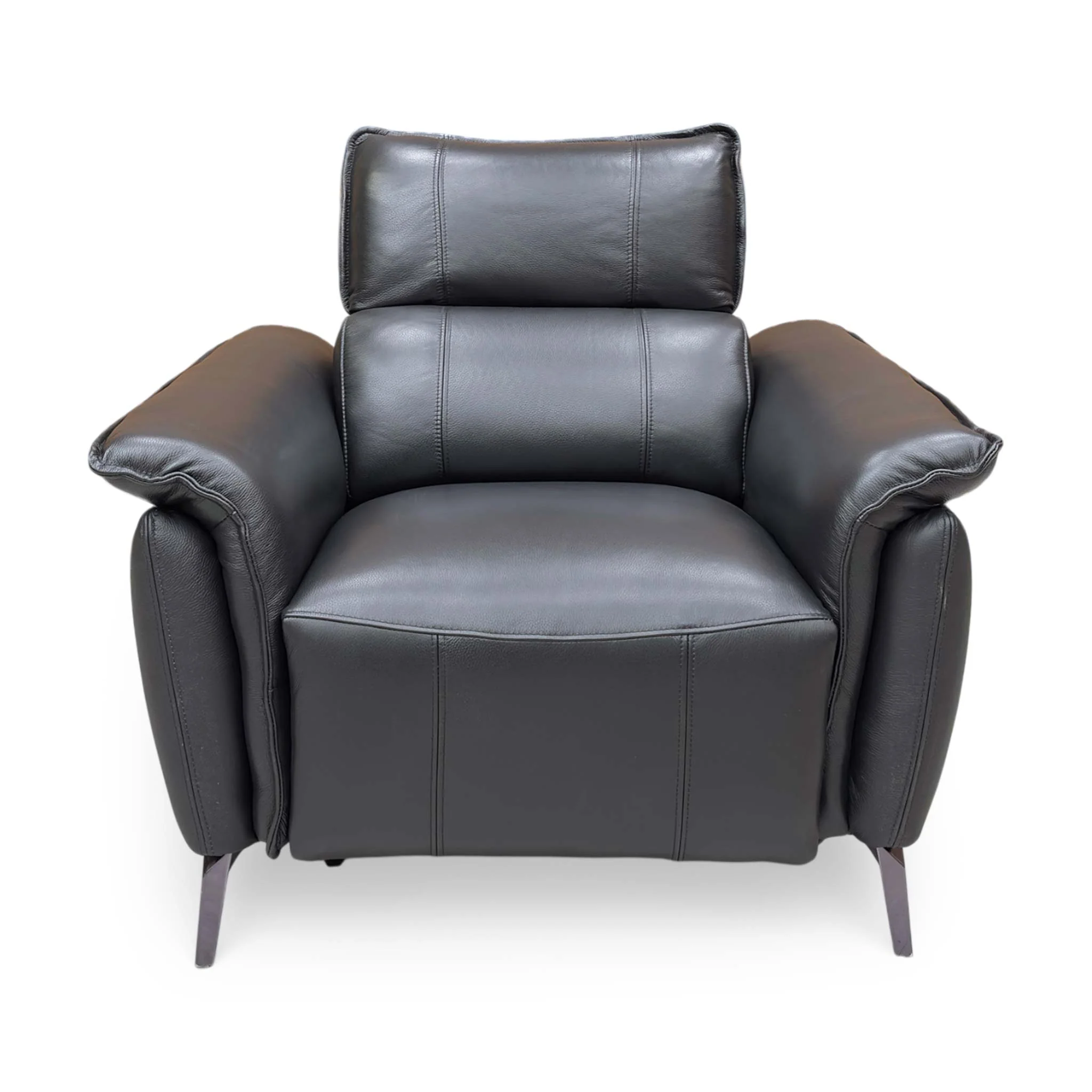 ‘Jude’ Oslo Jet Black Cat-40:23 Leather Power Recliner Chair with Telescopic Headrests - Image 4