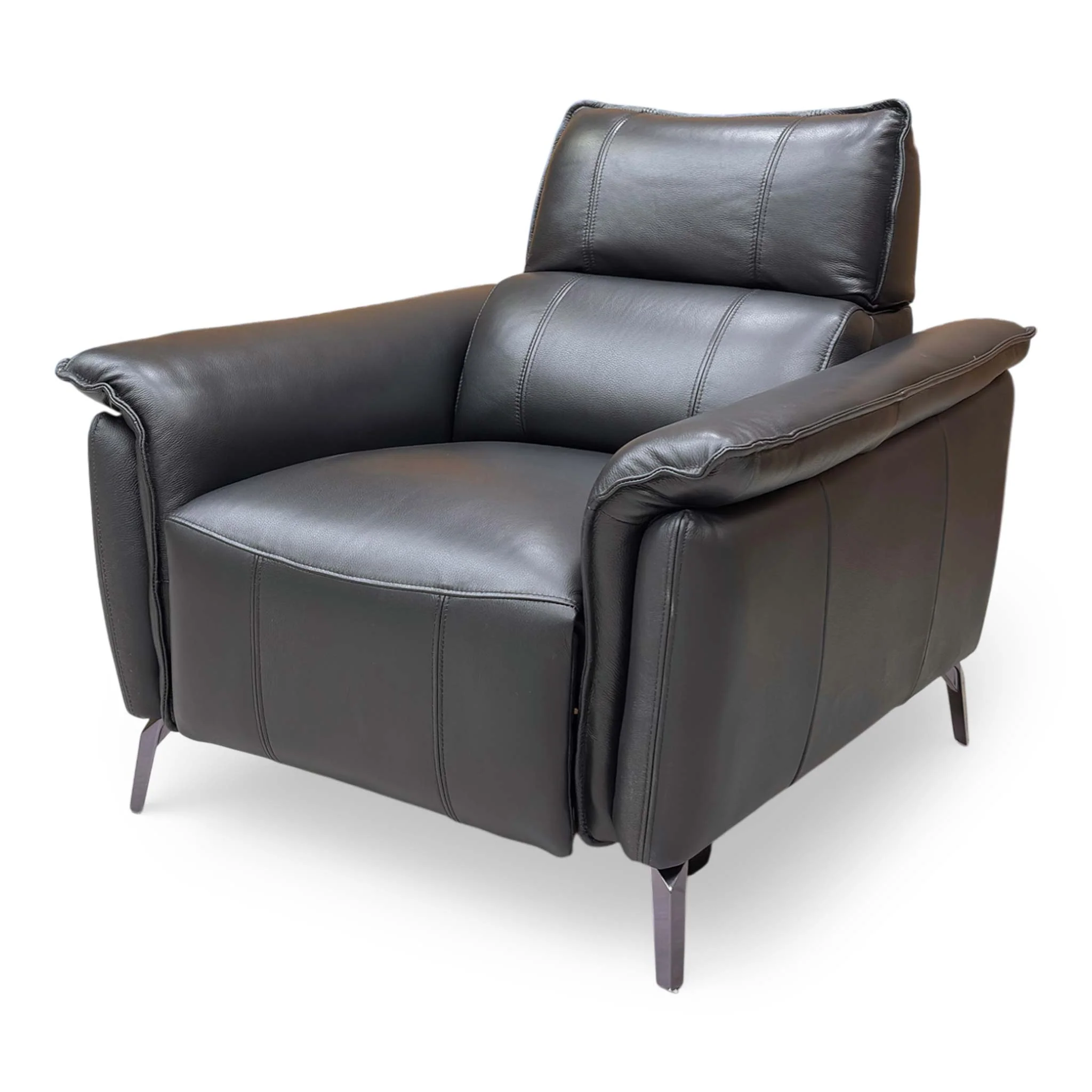 ‘Jude’ Oslo Jet Black Cat-40:23 Leather Power Recliner Chair with Telescopic Headrests - Image 9