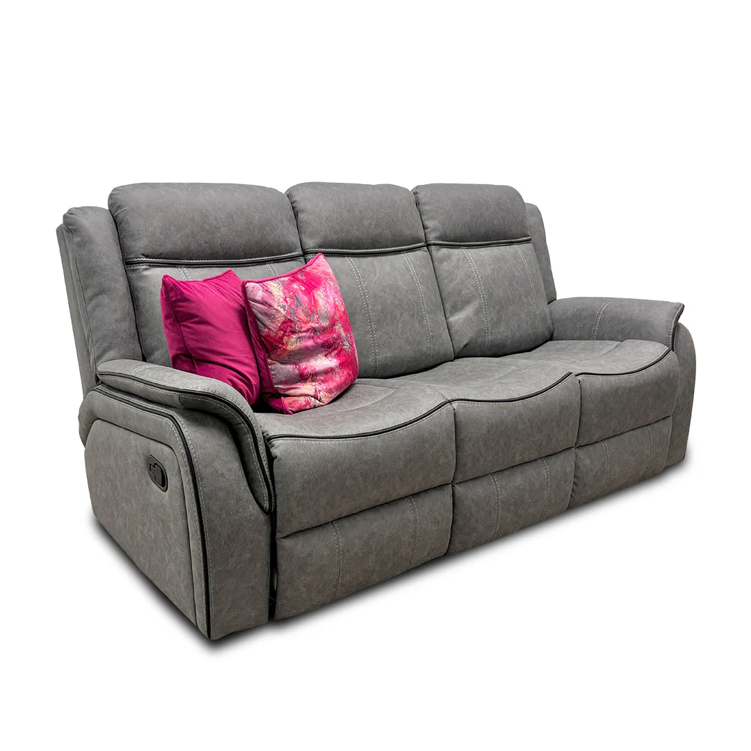 'Kardashian' Grey Endurance Fabric Manual Recliner 3 Seater Sofa - Image 6