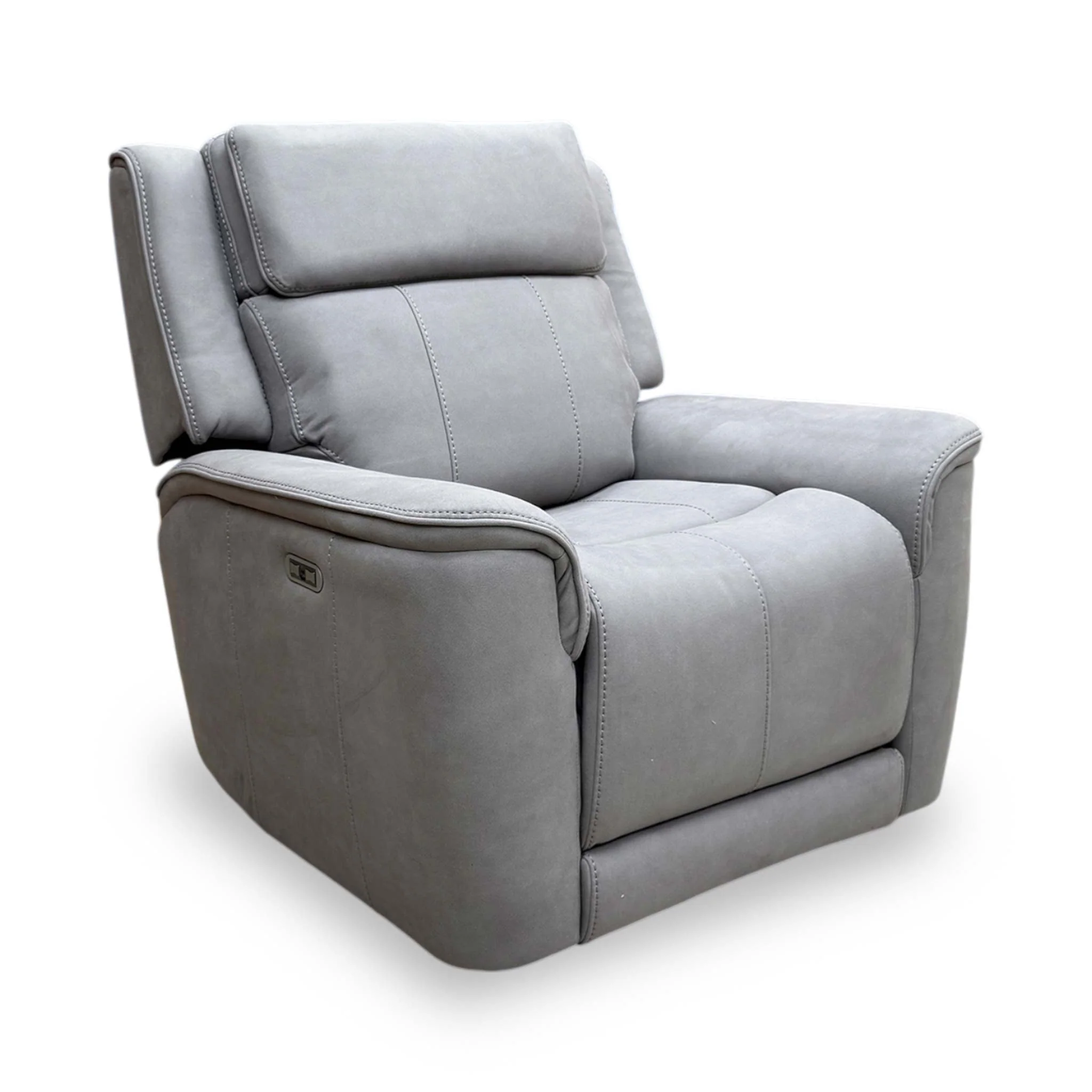 'Langford' Light Grey Fabric Power Recliner Chair - Image 4