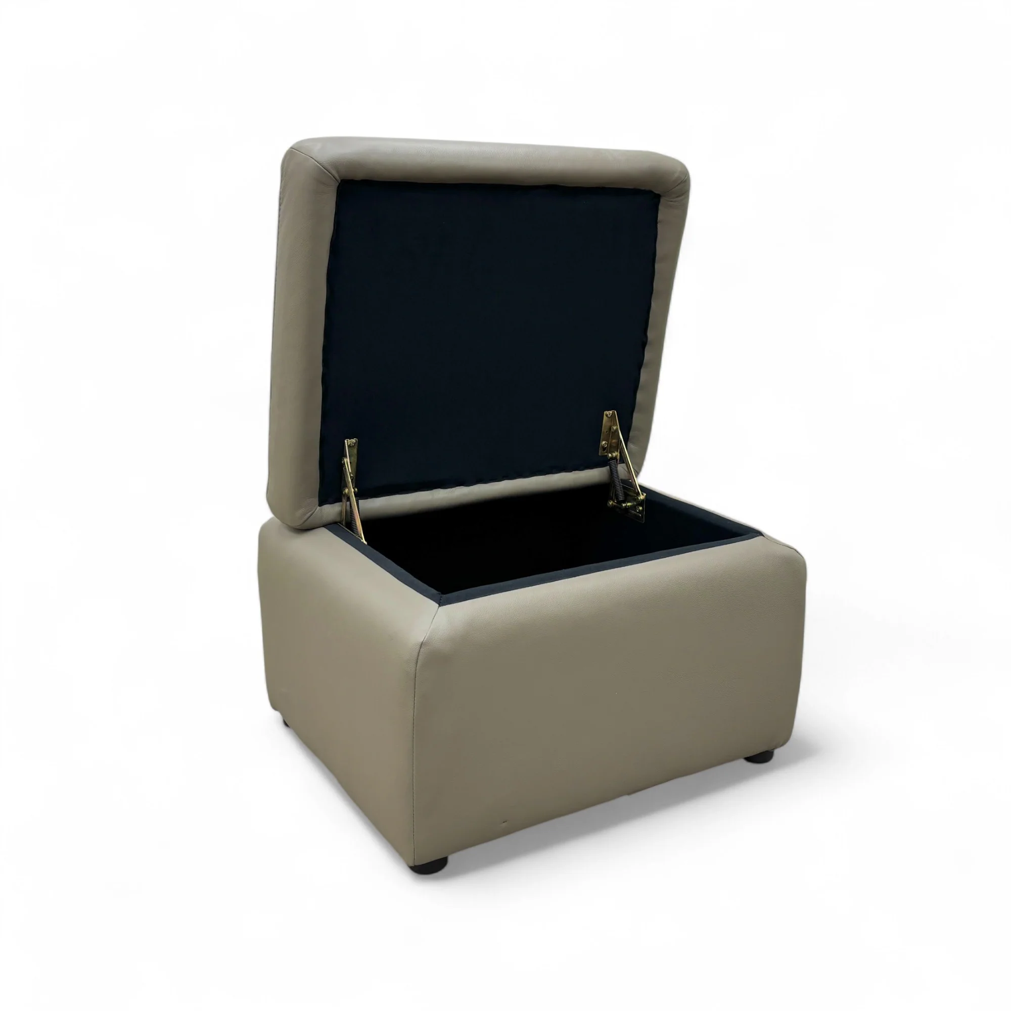‘Lawrence’ Lead Grey Leather Small Storage Footstool - Image 5