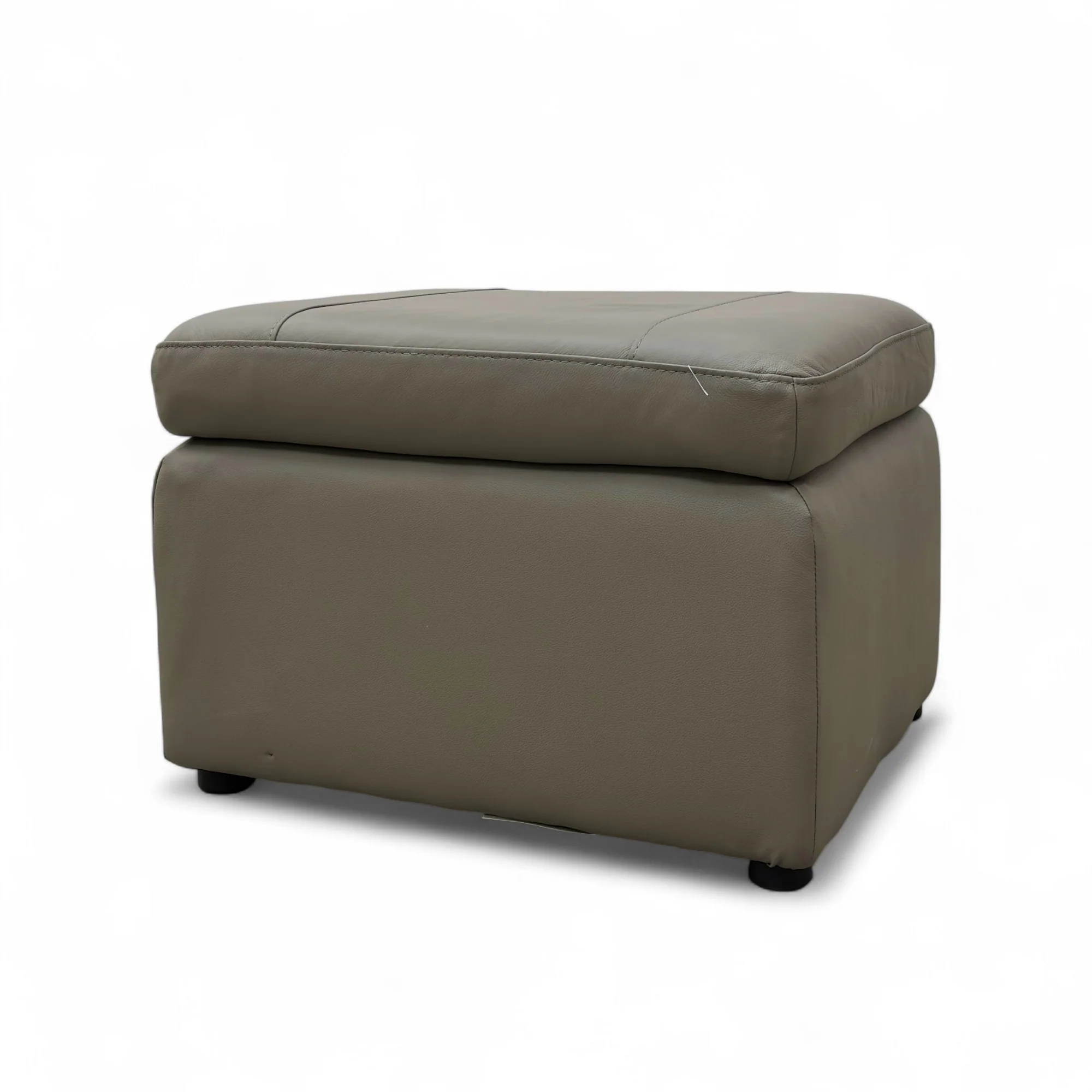 ‘Lawrence’ Lead Grey Leather Small Storage Footstool - Image 6