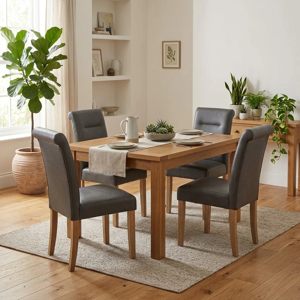 'Lewis' Dark Grey Faux Leather Roll Back Dining Chairs - Set of 4 - Image 2