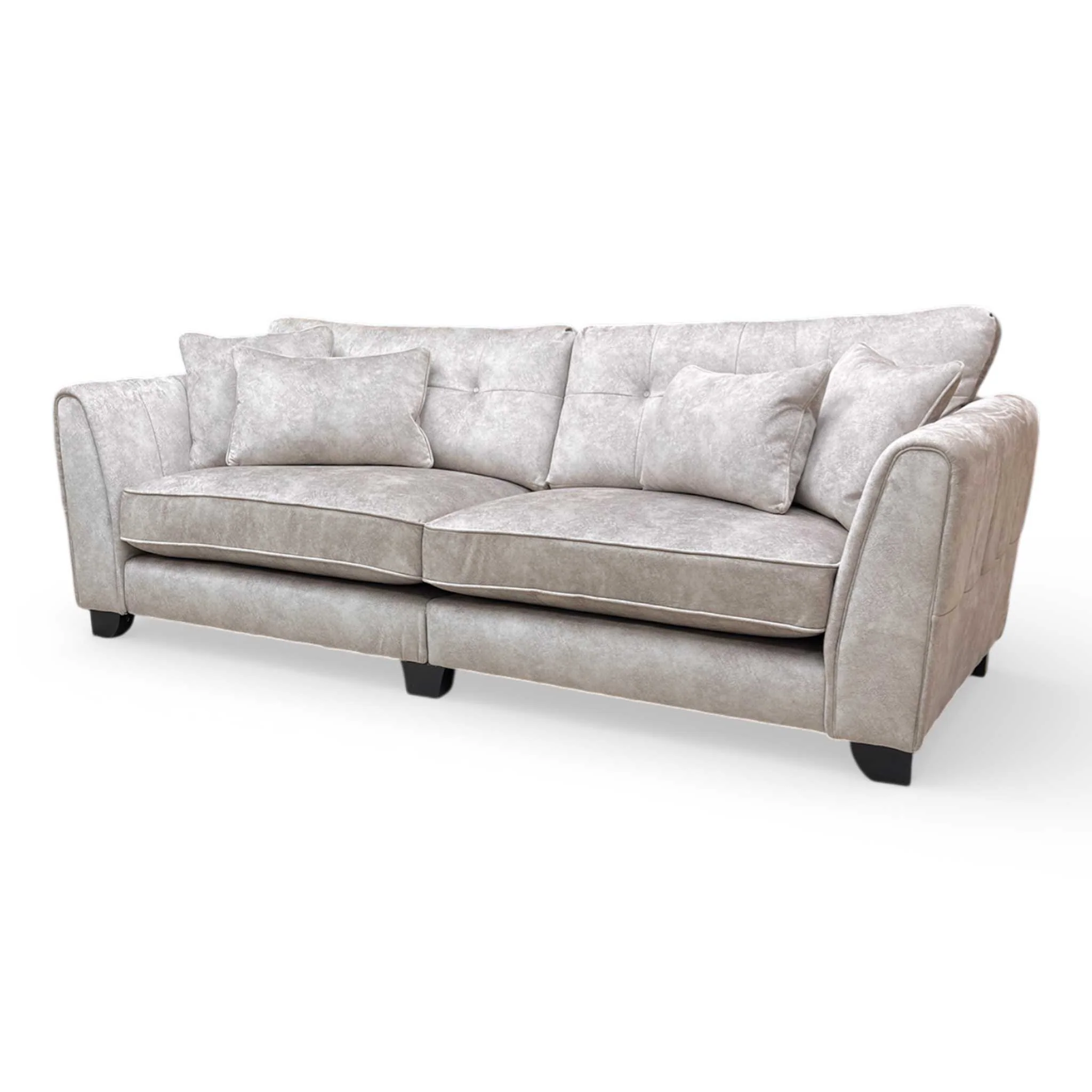 ‘Mariah' Dapple Silver Tri-No Insert Velvet 4 Seater Classic Back Split Frame Sofa (Ariana) - Image 6
