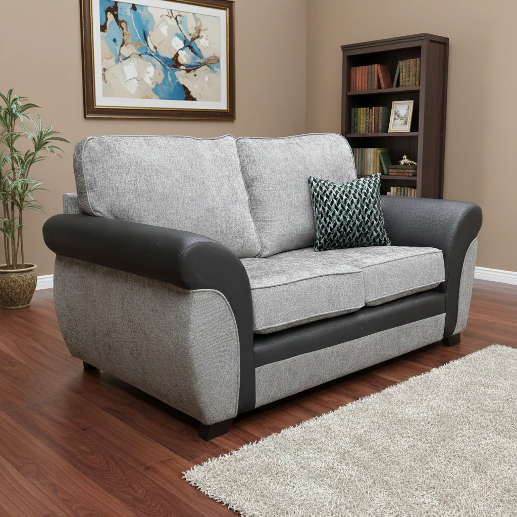 Marino’ Grey Fabric Mix 2 Seater Sofa - Image 2