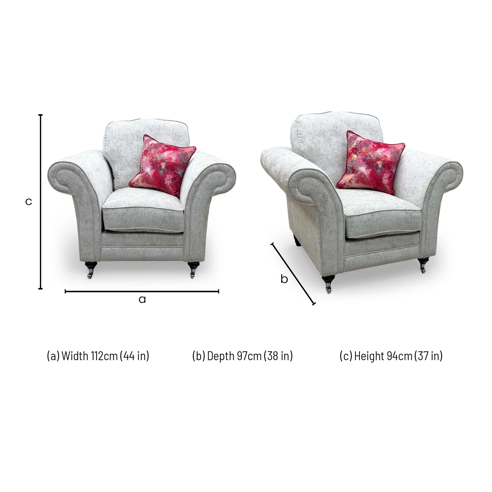 ‘Melody' Pearl Chenille Fabric Armchair - Image 7