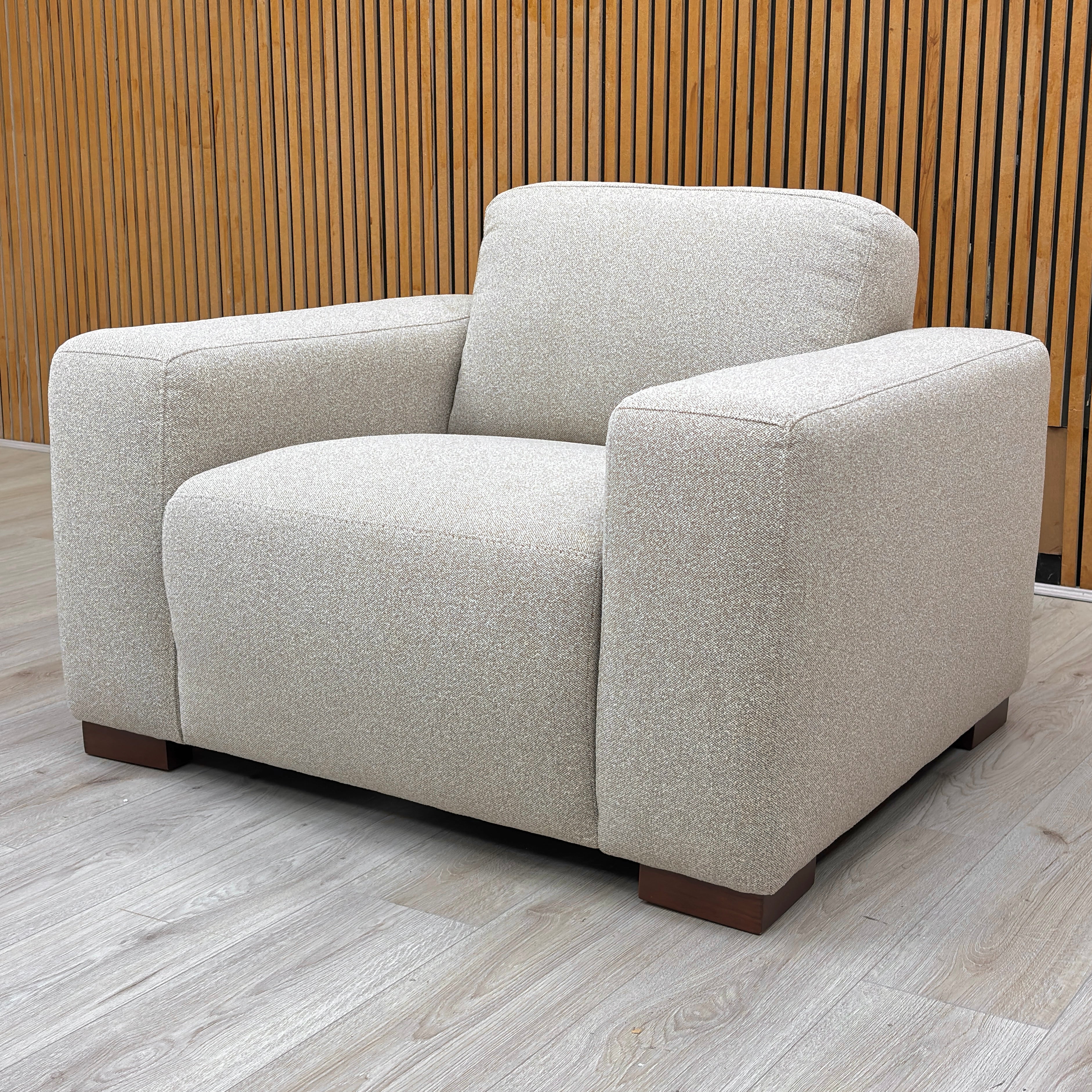 Michelle Keegan Home ‘Cortes’ Natural Fabric Armchair - Image 3