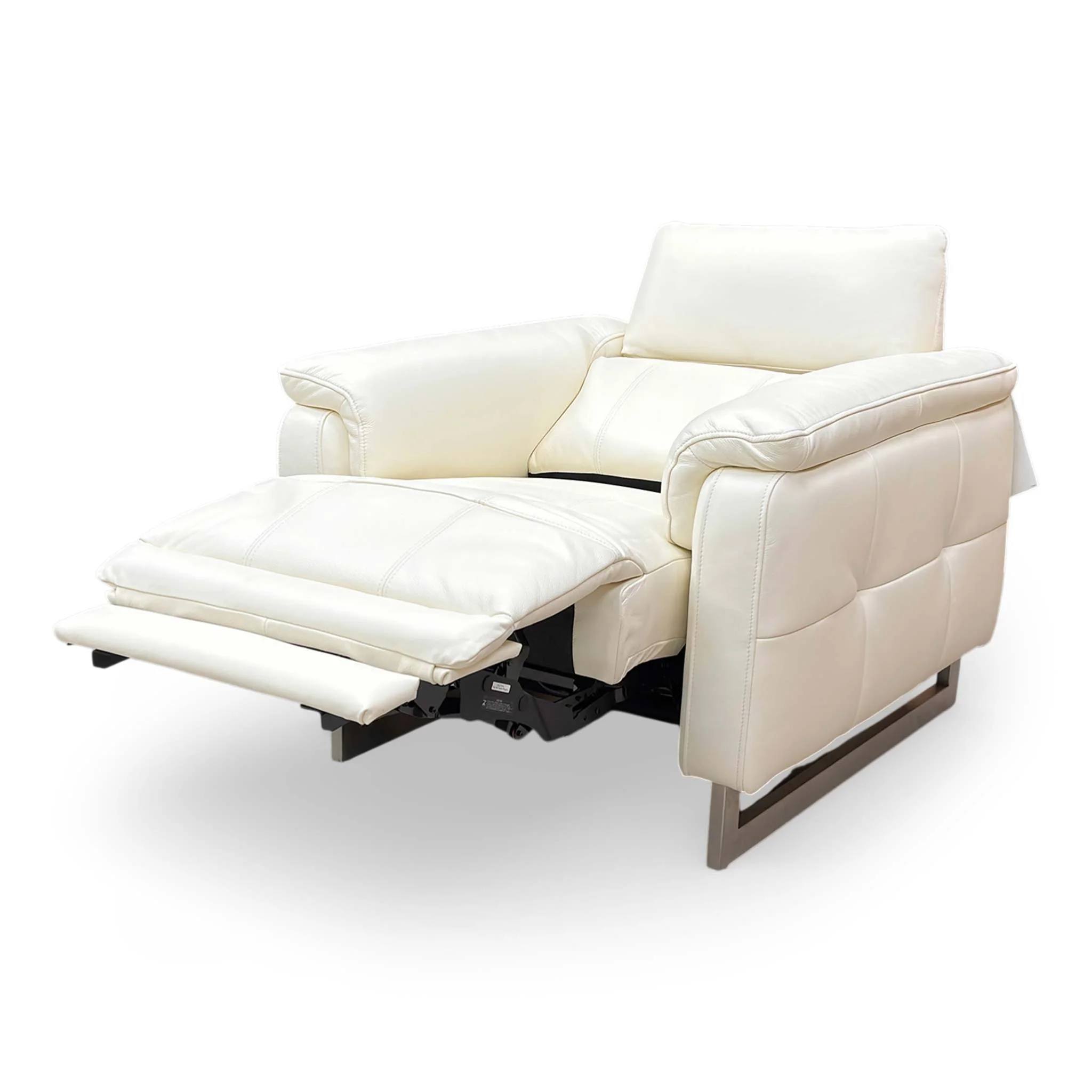 ‘Moet' Cat-40/13 Cotton White Leather Power Recliner Chair with Telescopic Headrest - Image 5