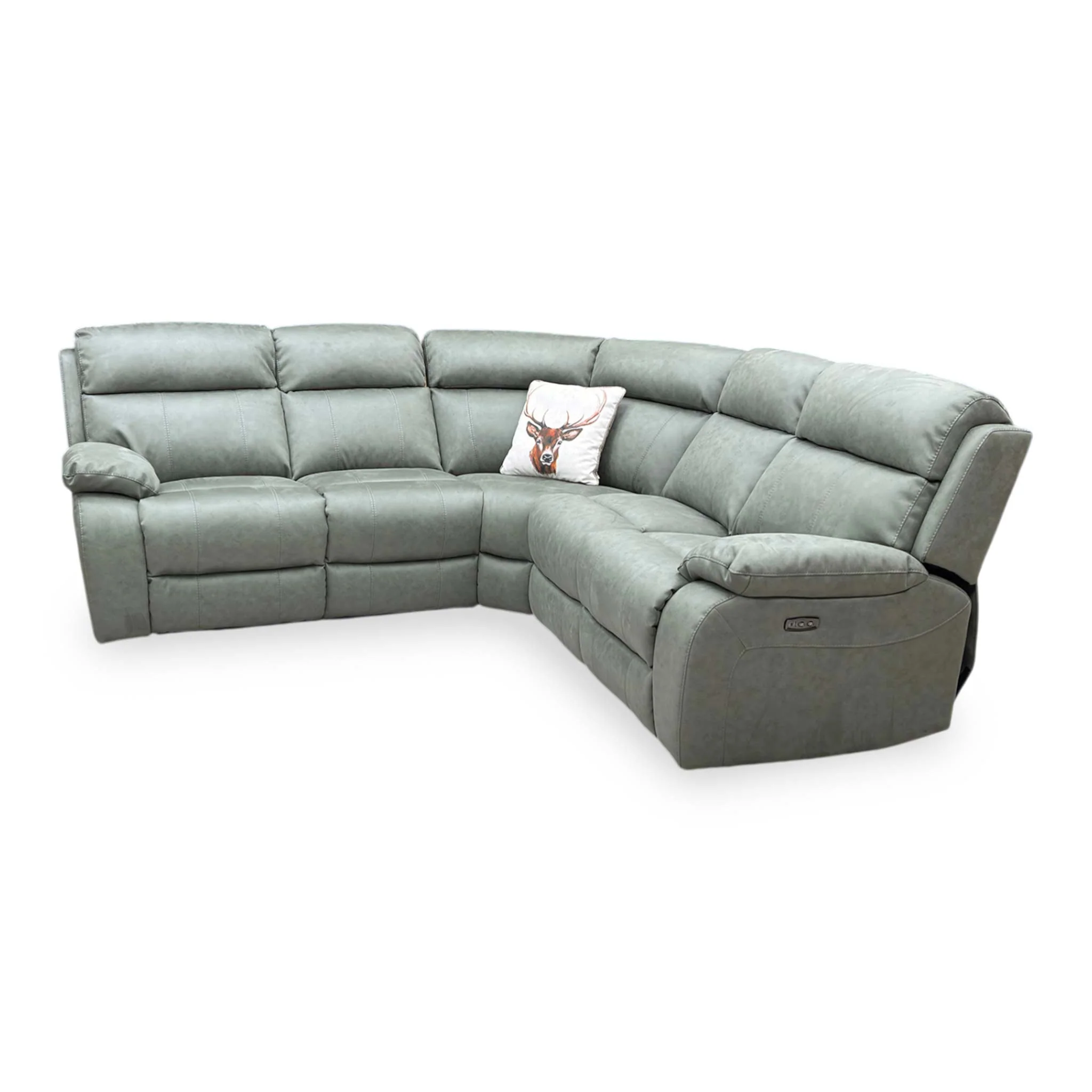 ‘Moreno' Bfa-Ori-R12 Olive Green Suede Fabric Power Recliner 2 Corner 2 Sofa - Image 7