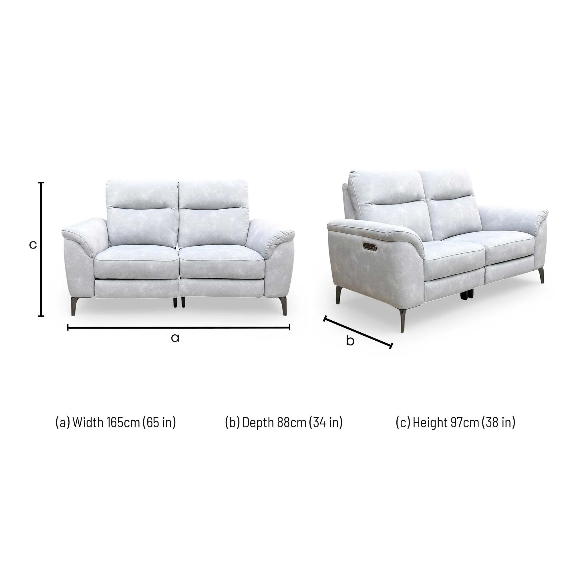 ‘Morgan’ Dexter Smoke 43516 Velvet 2 Seater Power Recliner Sofa - Image 10