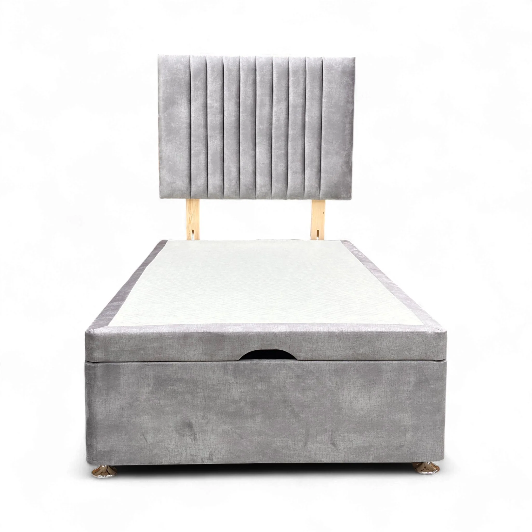 ‘Nero’ Lace Dolphin Velvet + End Lift Ottoman Divan Base - Single - Image 4