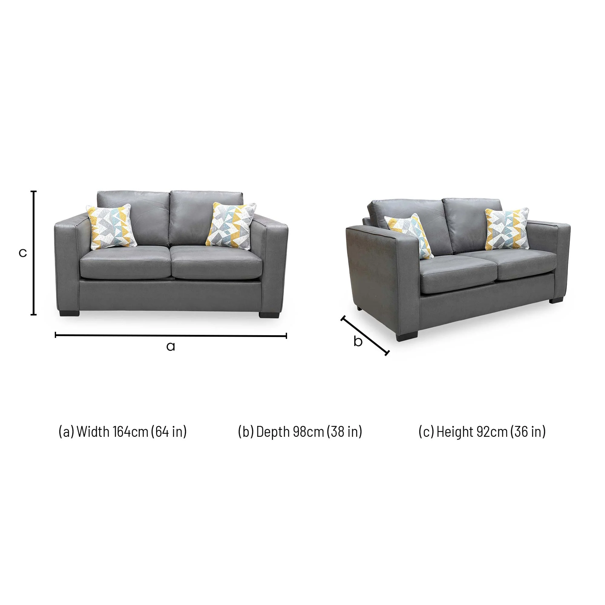 ‘Newton’ Grey Snake Faux Leather Sofa Bed - Image 11