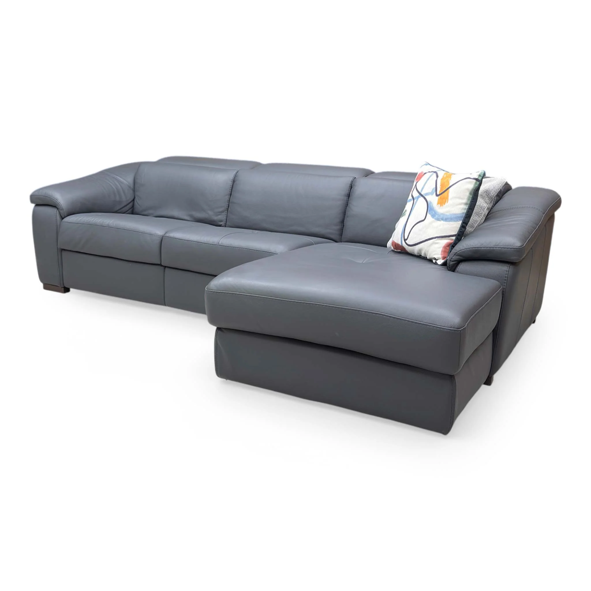 Nicoletti ‘Galileo’ Torello Blu 81 Rw Leather Right Hand Facing Power Recliner Chaise Sofa with Power Headrests - Image 7