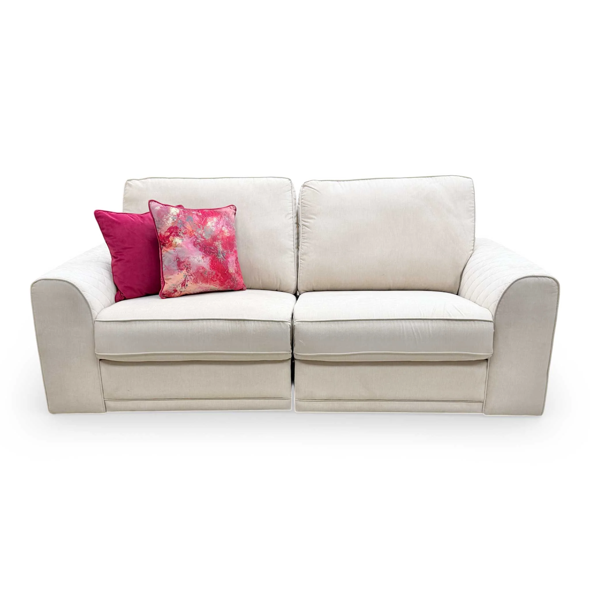 'Orka' Cream Plaza Linen Fabric 3 Seater Power Recliner Sofa - Image 4
