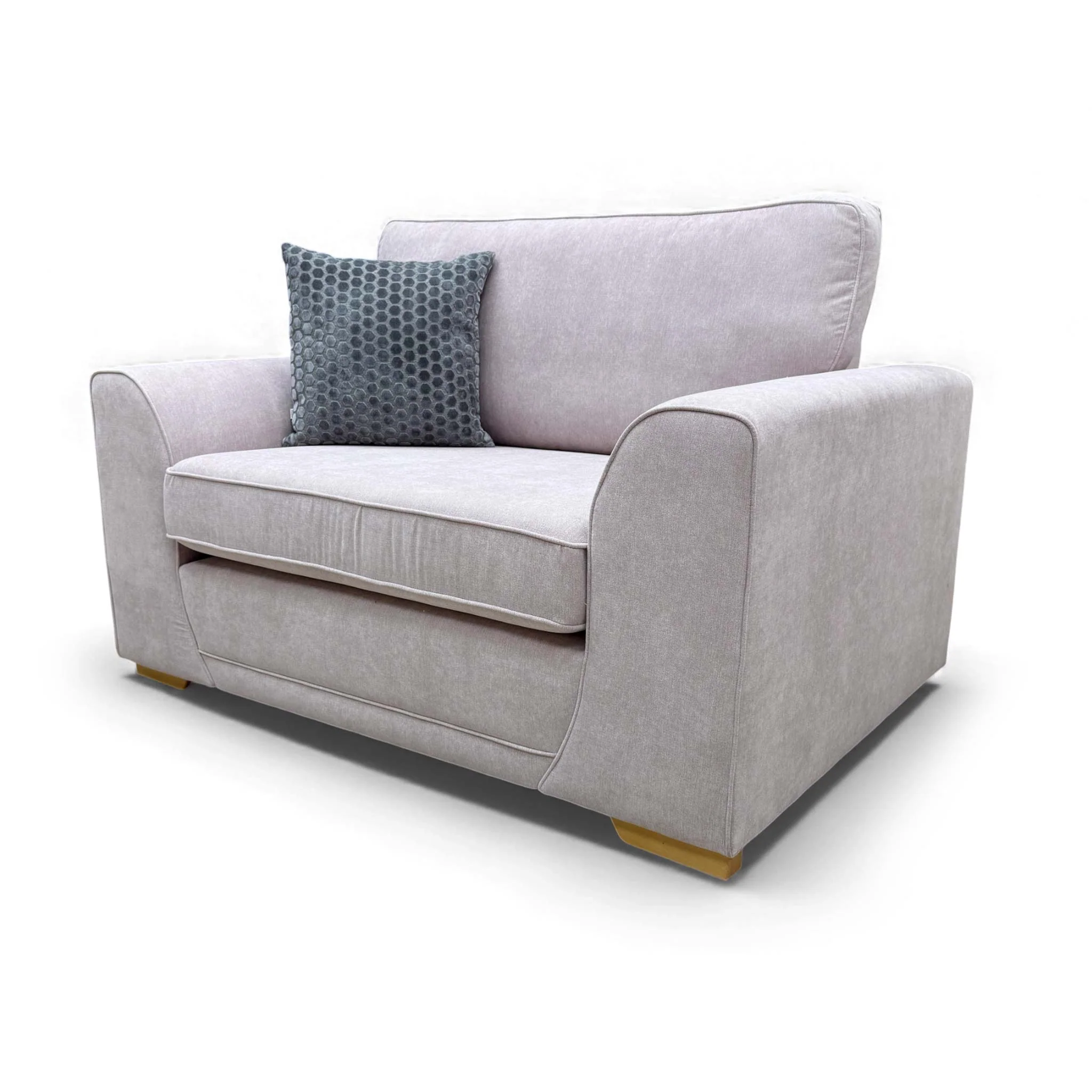 'Orka' Lilac Plaza Linen Non Quilted Cuddler Chair - Image 6