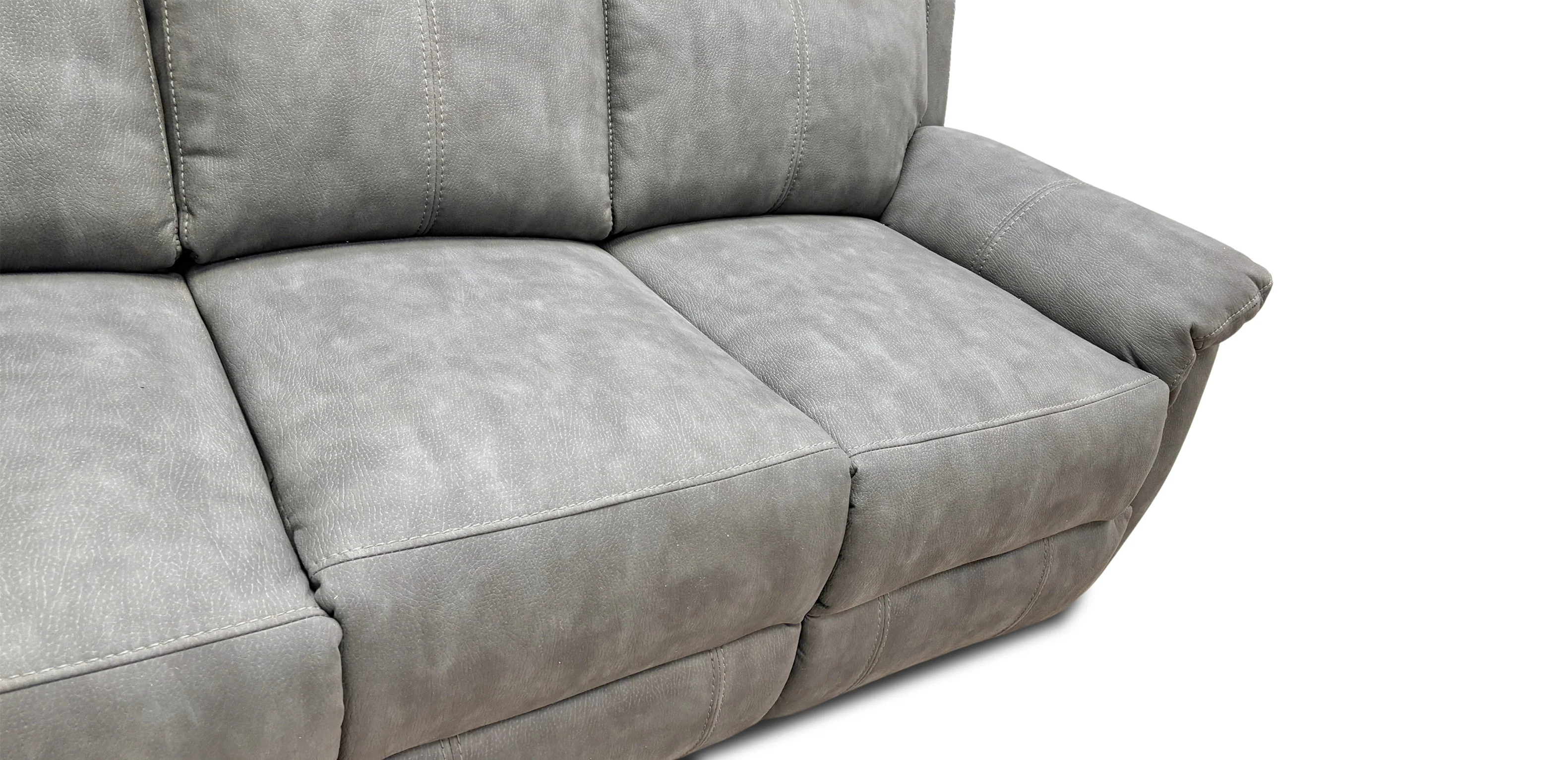 ‘Oscar’ Charcoal Soft Leather Manual Recliner 3 Seater Sofa - Image 4