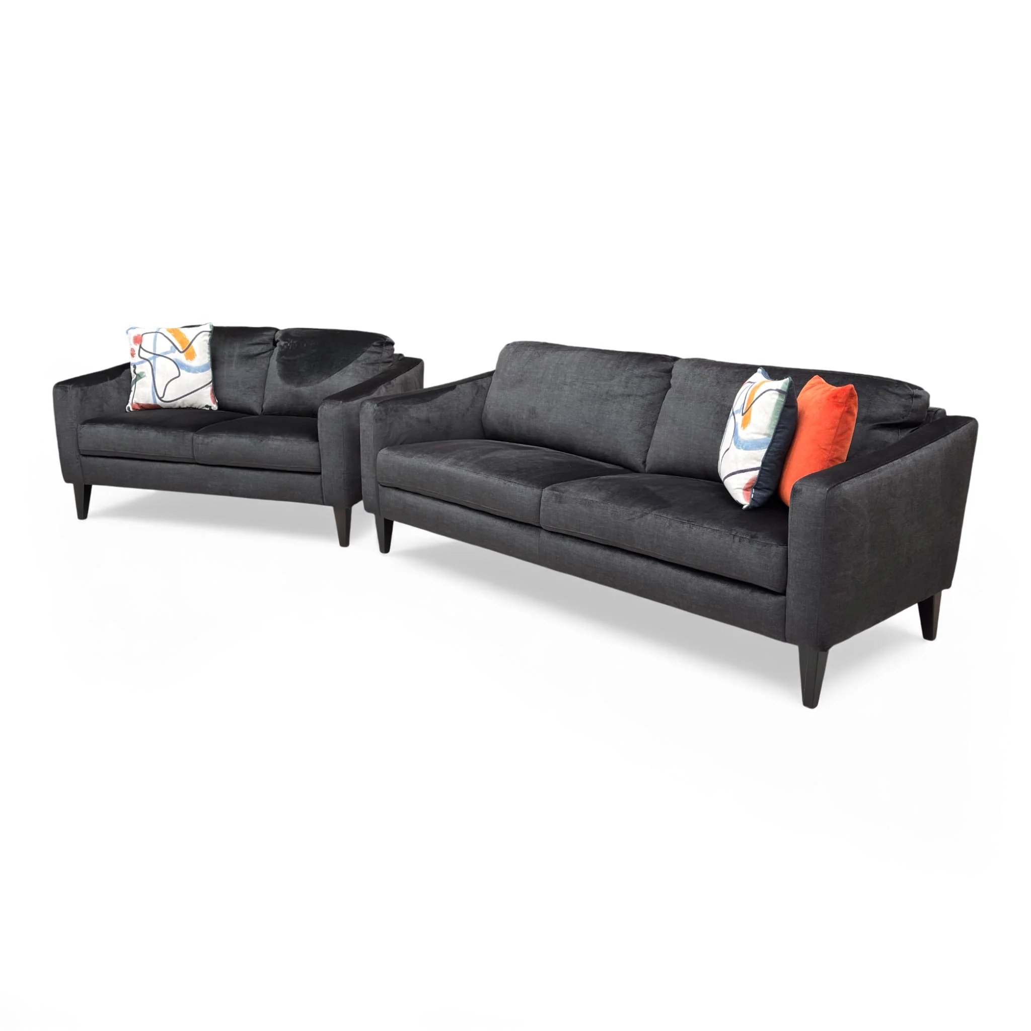 'Oslo' Black Vogue Italian Velvet 3 + 2 Seater Sofa Set - Image 6