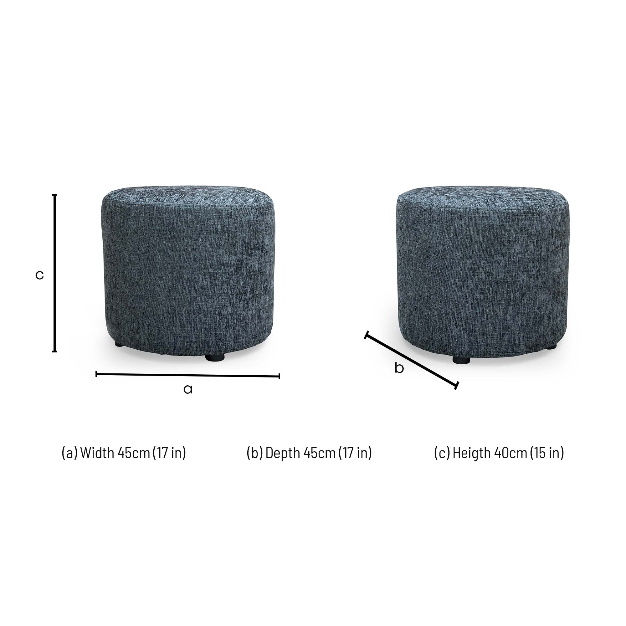 'Oslo’ Charcoal Fabric Footstool - Image 7