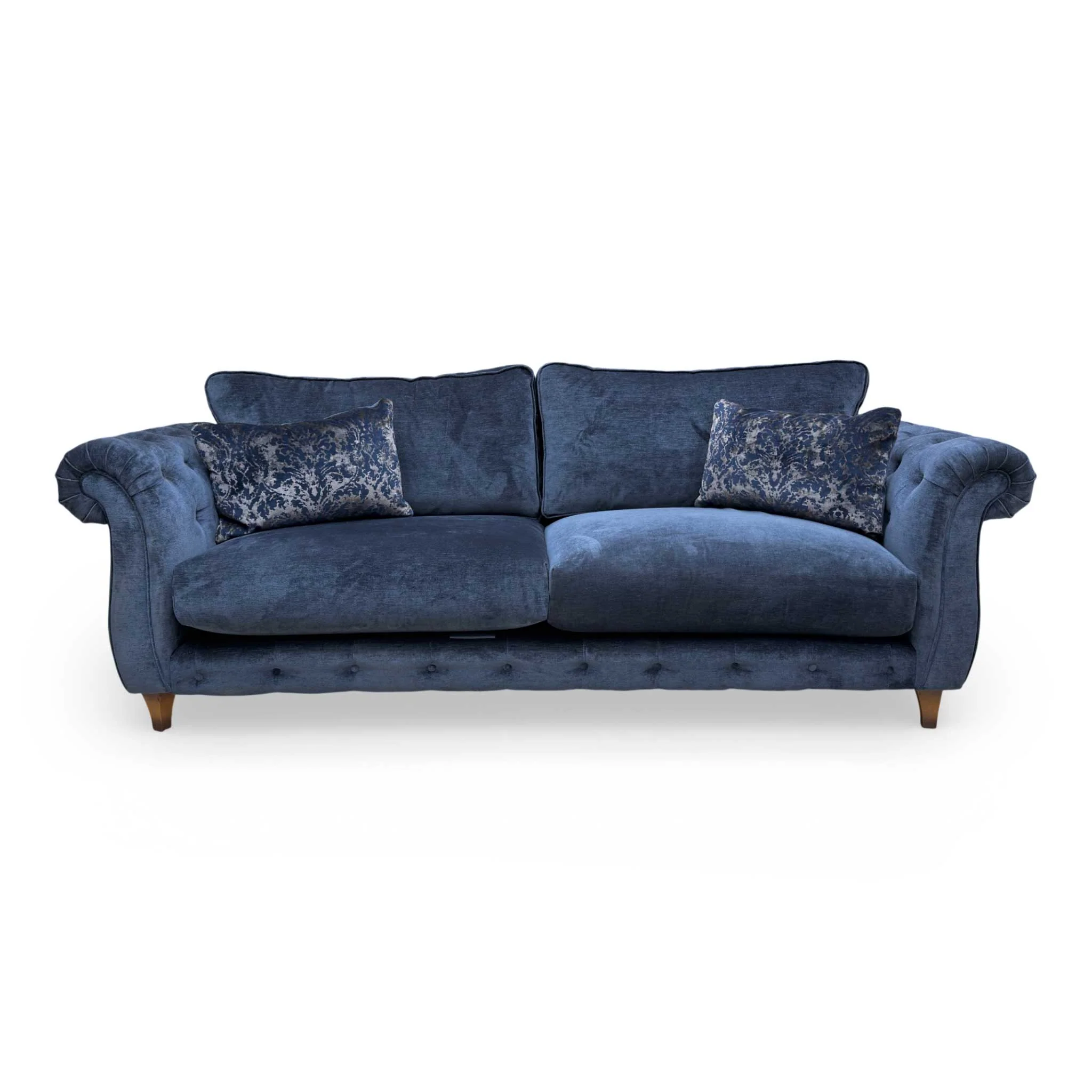 'Palace' Derwent Denim Navy Fabric Classic Back 4 Seater Sofa - Image 4