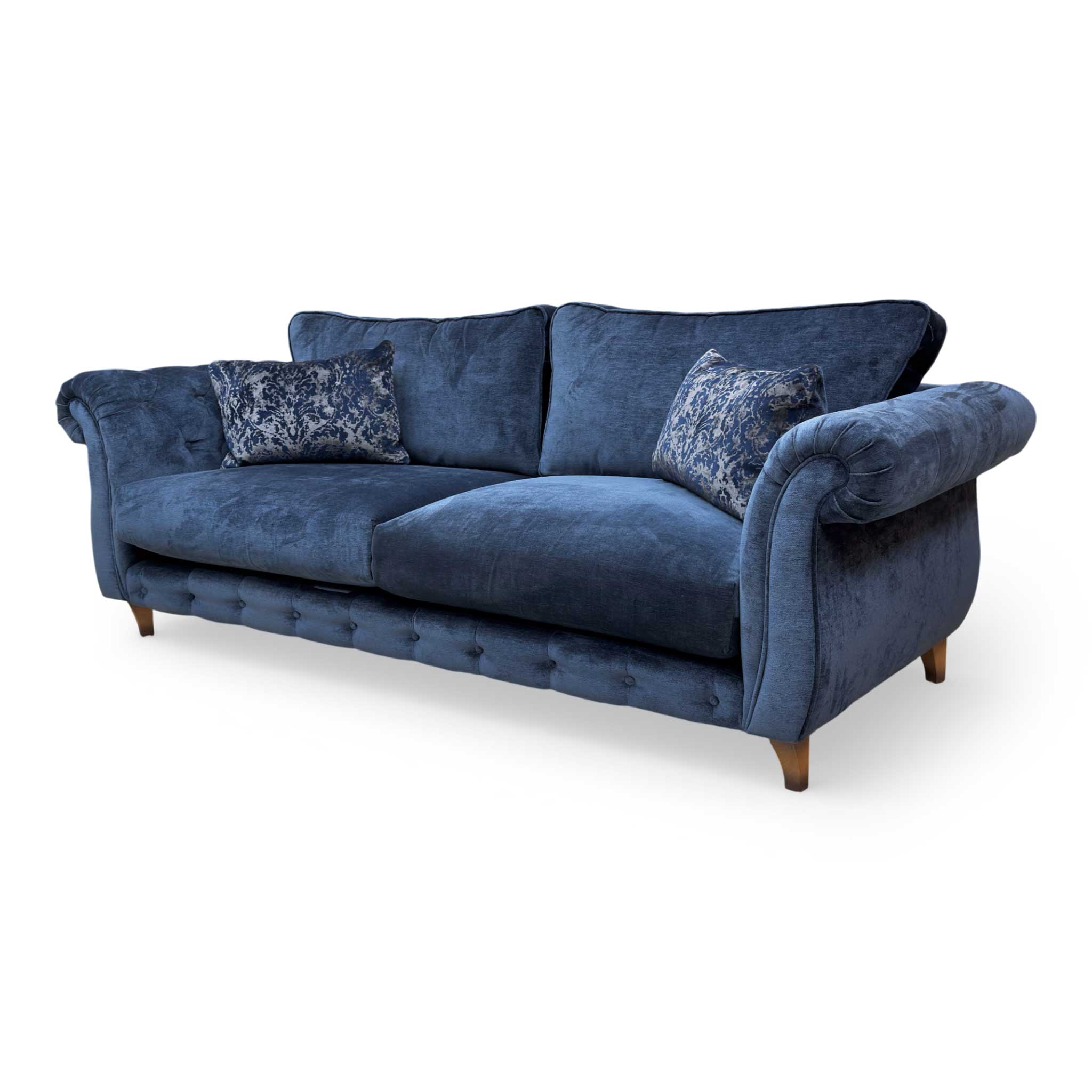 'Palace' Derwent Denim Navy Fabric Classic Back 4 Seater Sofa - Image 5