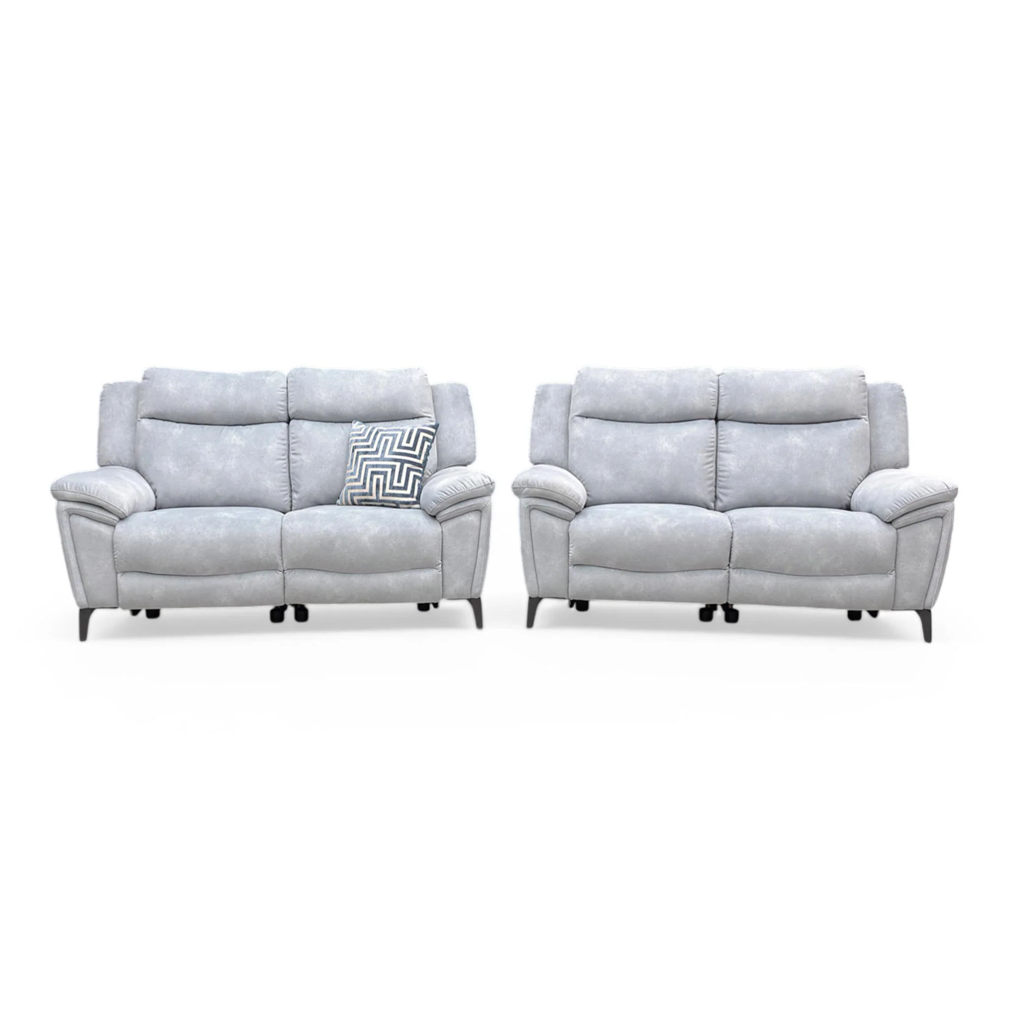 ‘Panache’ Dexter Smoke 43516 Velvet 2 + 2 Seater Power Recliner Sofa Set - Image 4