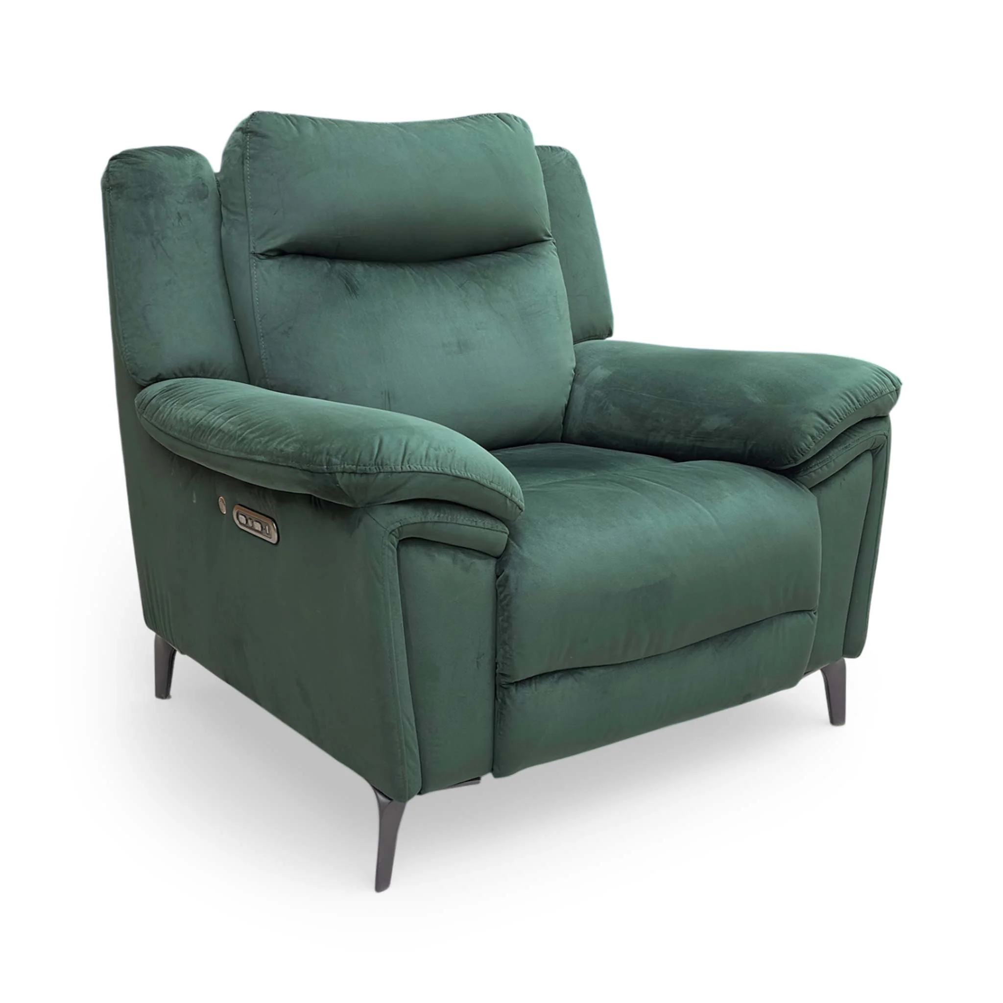 ‘Panache’ Opulence Bottle Green Velvet Power Recliner Chair with Power Headrest and Heated Seat - Image 7