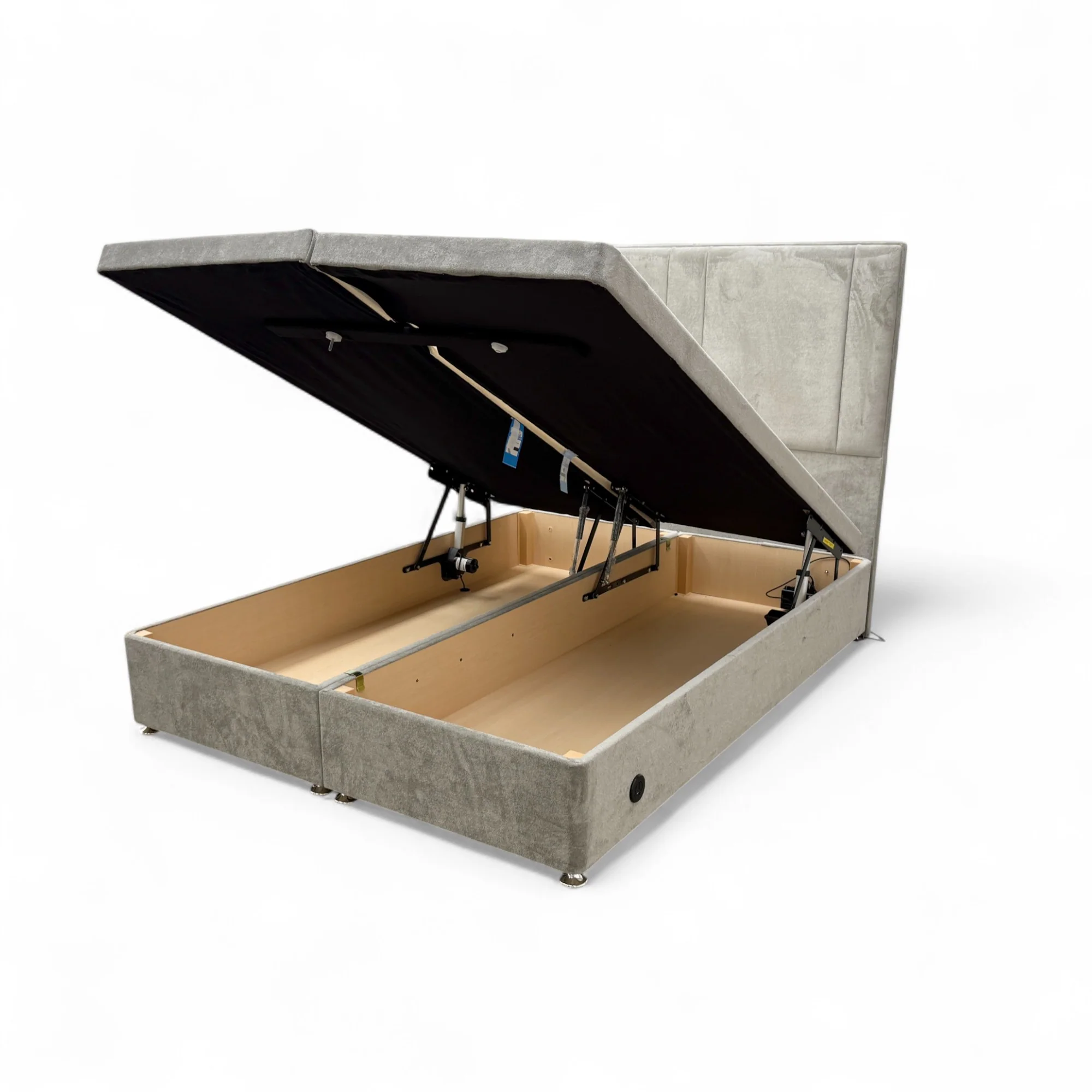 'Pegasus' Milan Nickel Velvet Floor Standing Headboard + Double End Lift Base Electric Adjustable Bed - King - Image 6