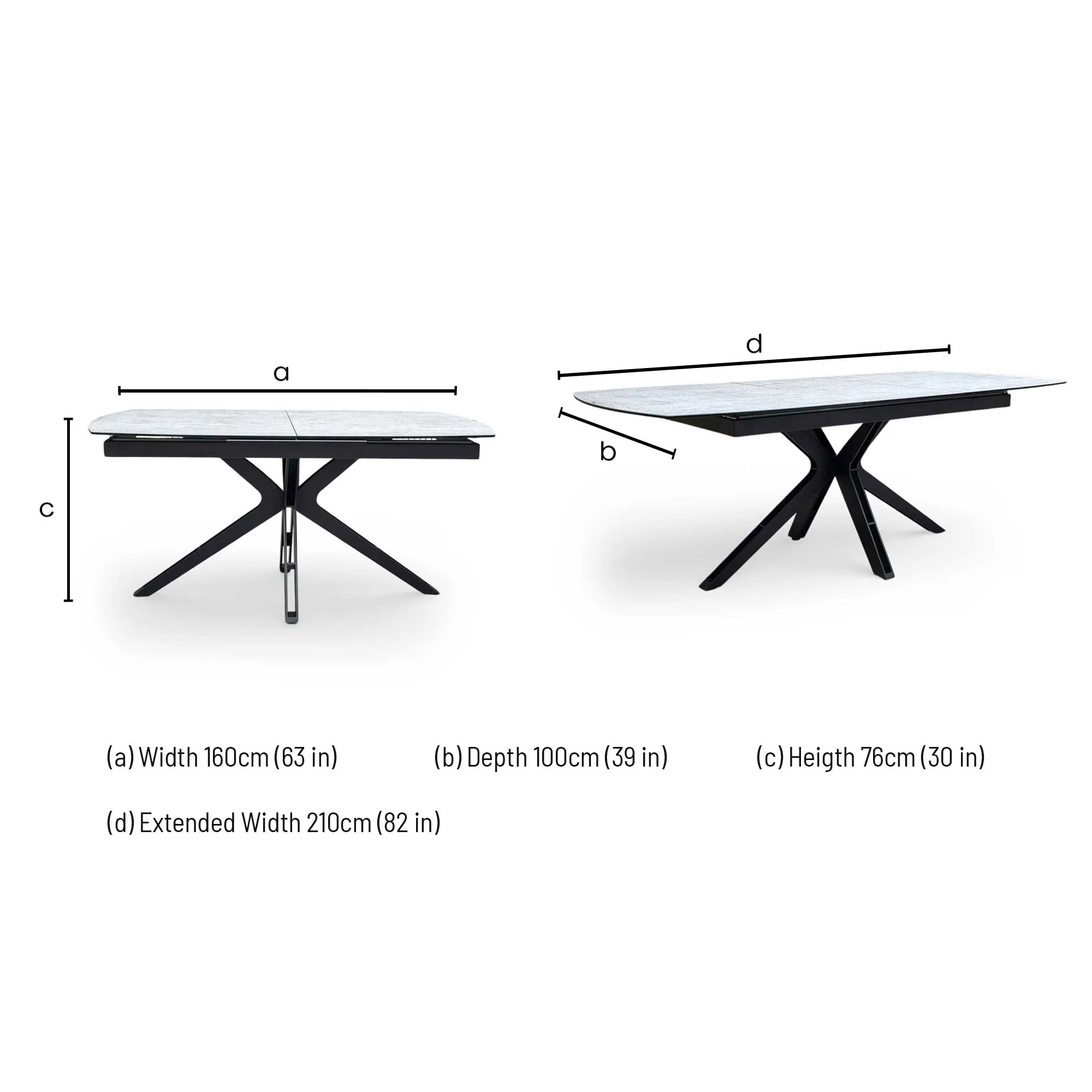'Raul' Silver Ceramic Top 160cm Pop Up Extending Dining Table - Image 9