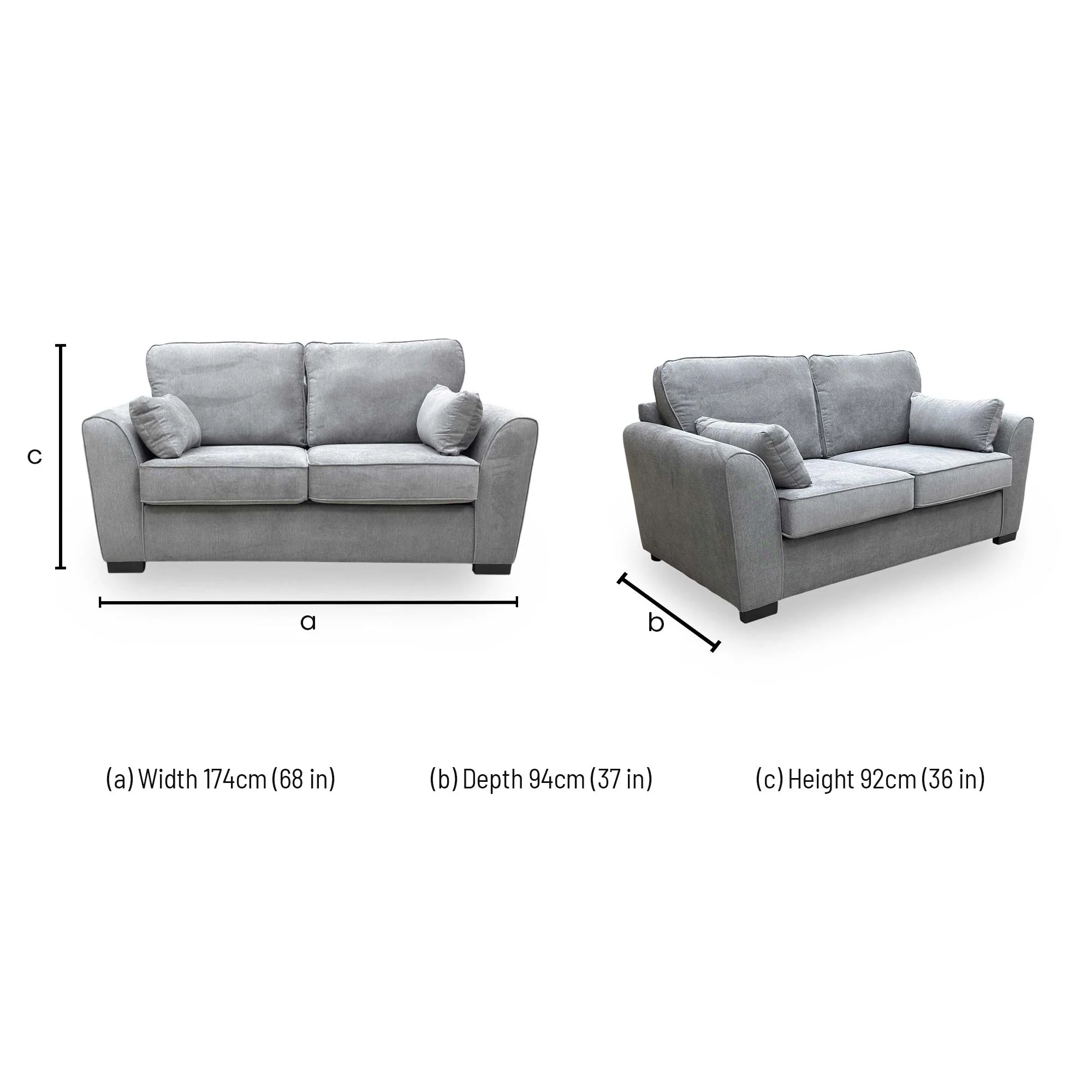 ‘Roma’ Pewter Grey Linen Fabric 2 Seater Sofa Bed - Image 11