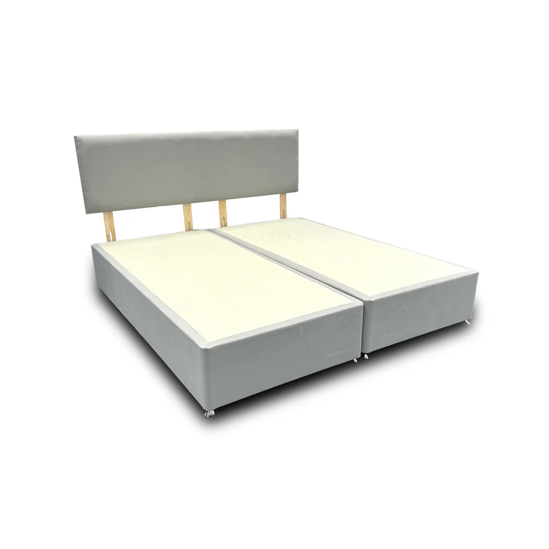 'Roma' Silver Velvet Divan Base + Headboard - Super King - Image 3