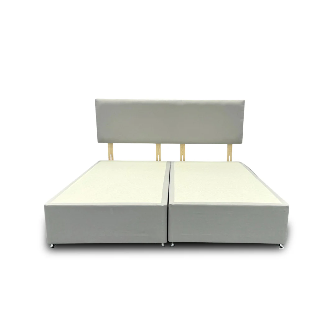 'Roma' Silver Velvet Divan Base + Headboard - Super King - Image 5
