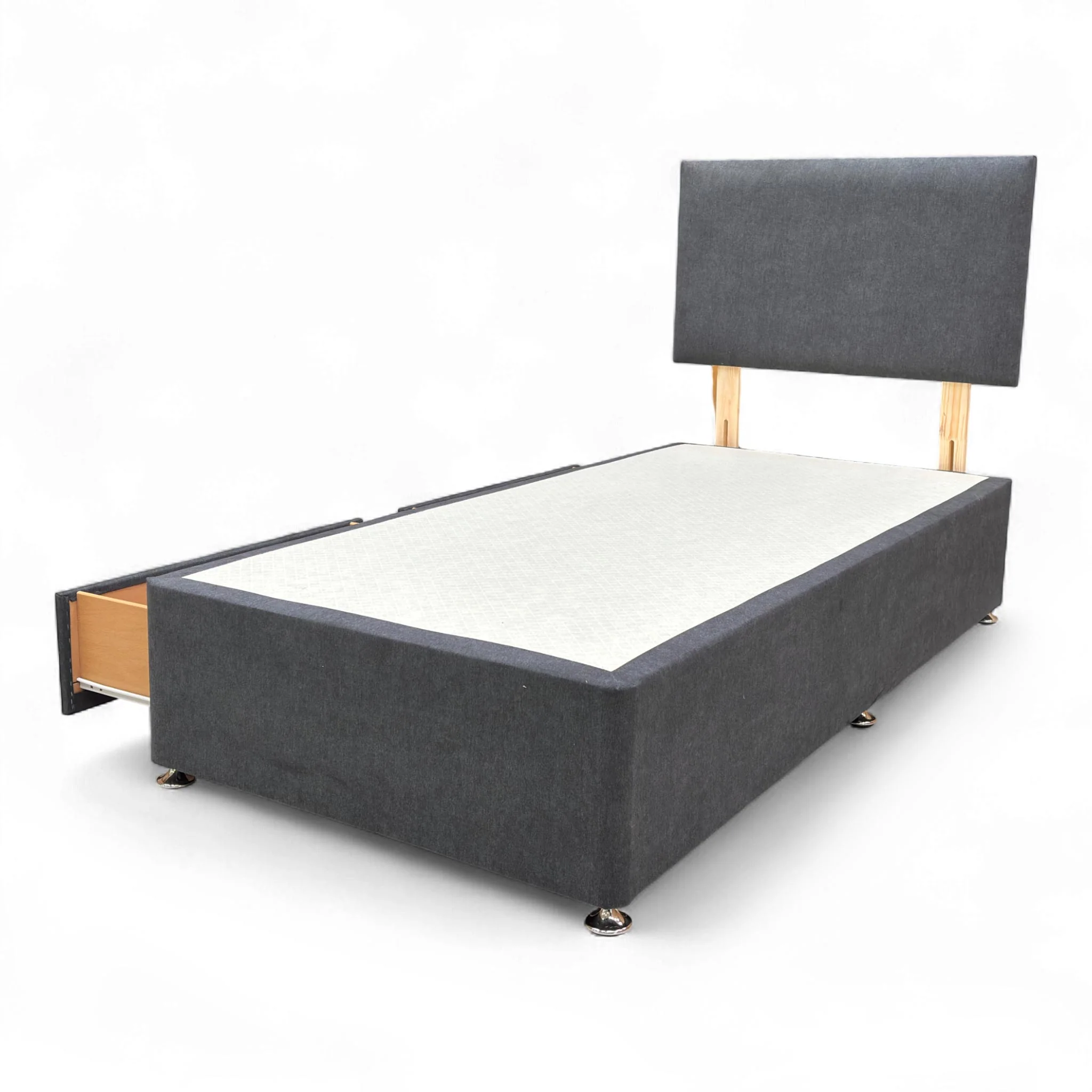 'Roma' Venice Carbon Fabric Headboard + 2 Draw Divan Base - Single - Image 6