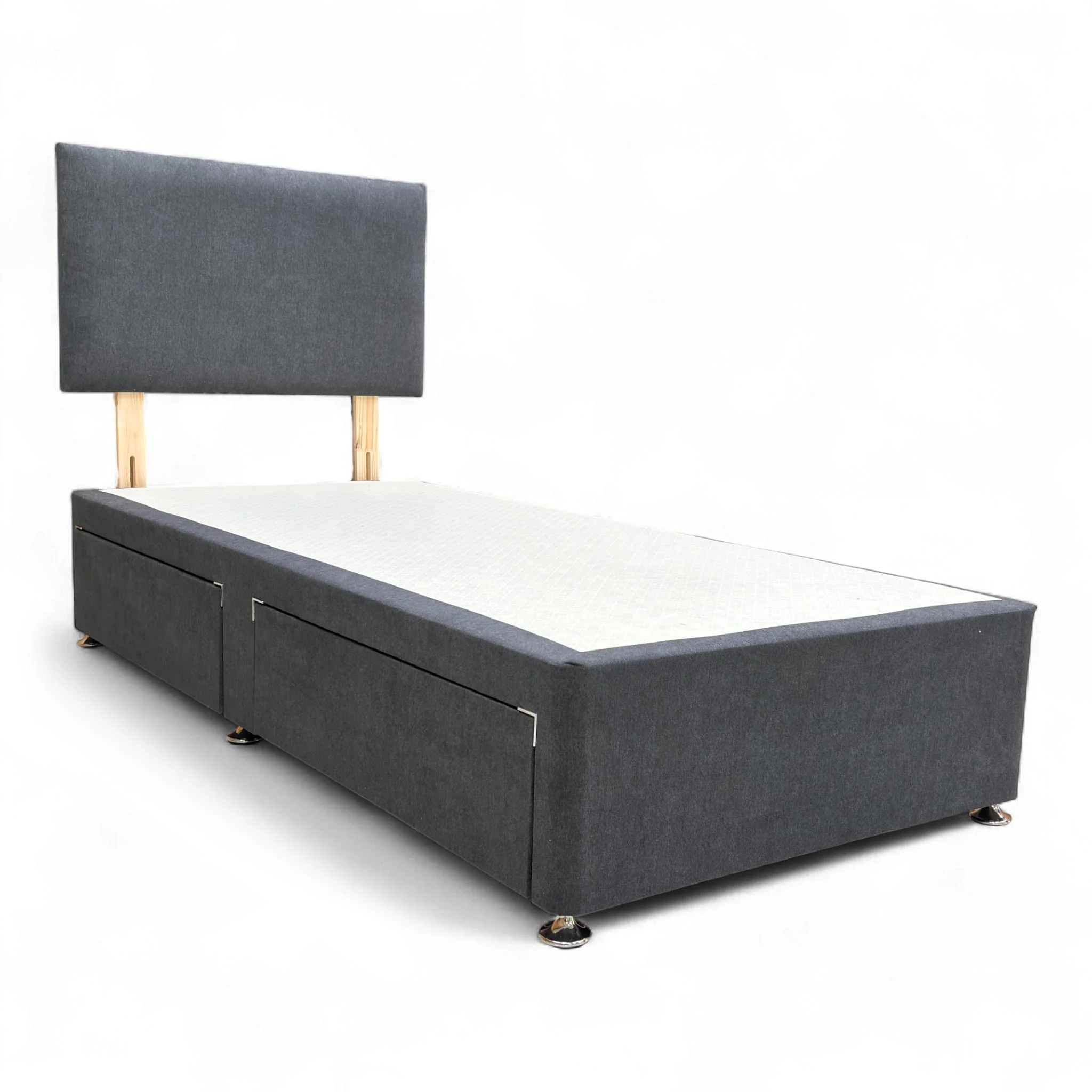 'Roma' Venice Carbon Fabric Headboard + 2 Draw Divan Base - Single - Image 7