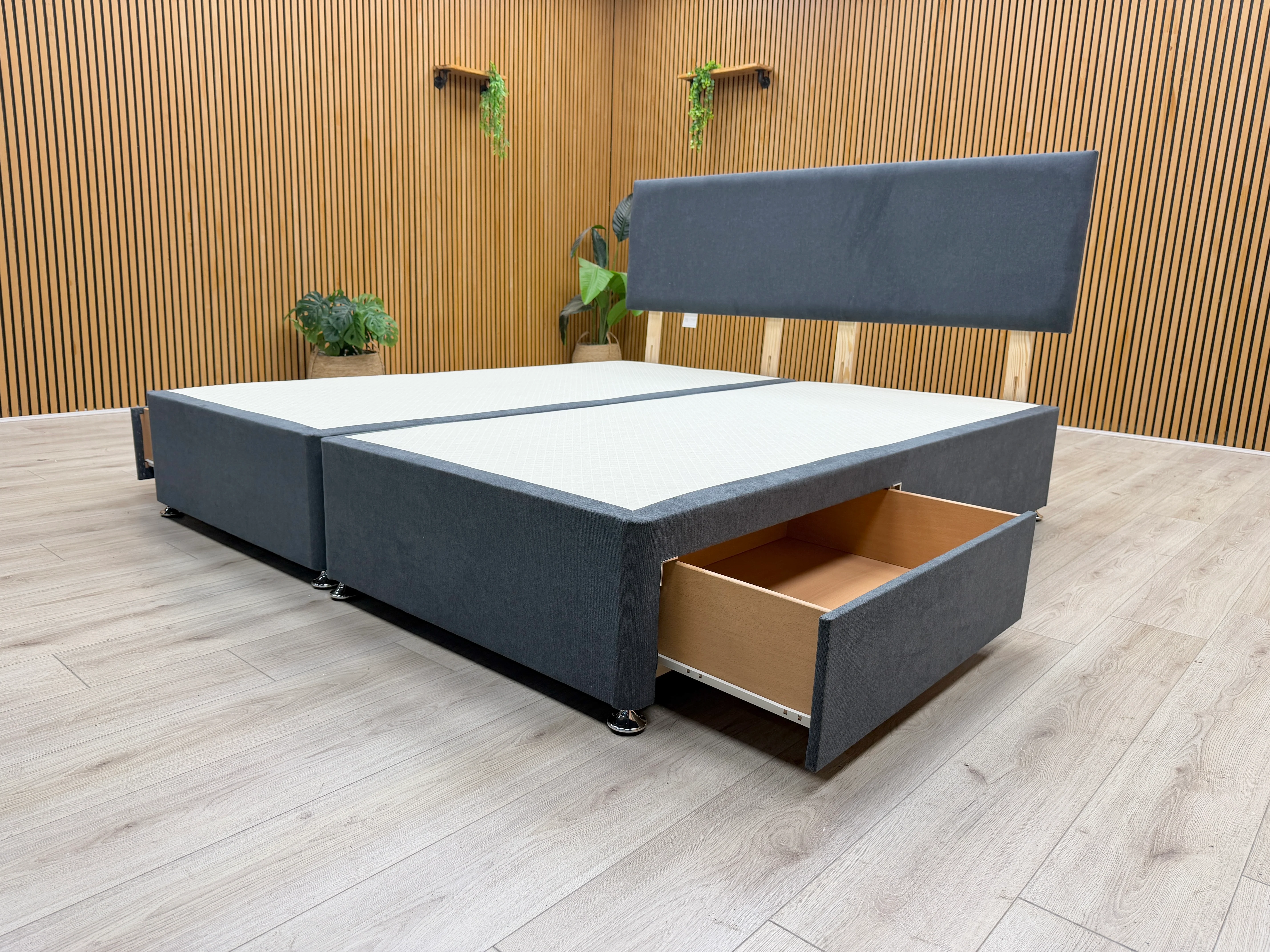 'Roma' Venice Carbon Fabric Headboard + 2 Draw Divan Base - Super King - Image 3