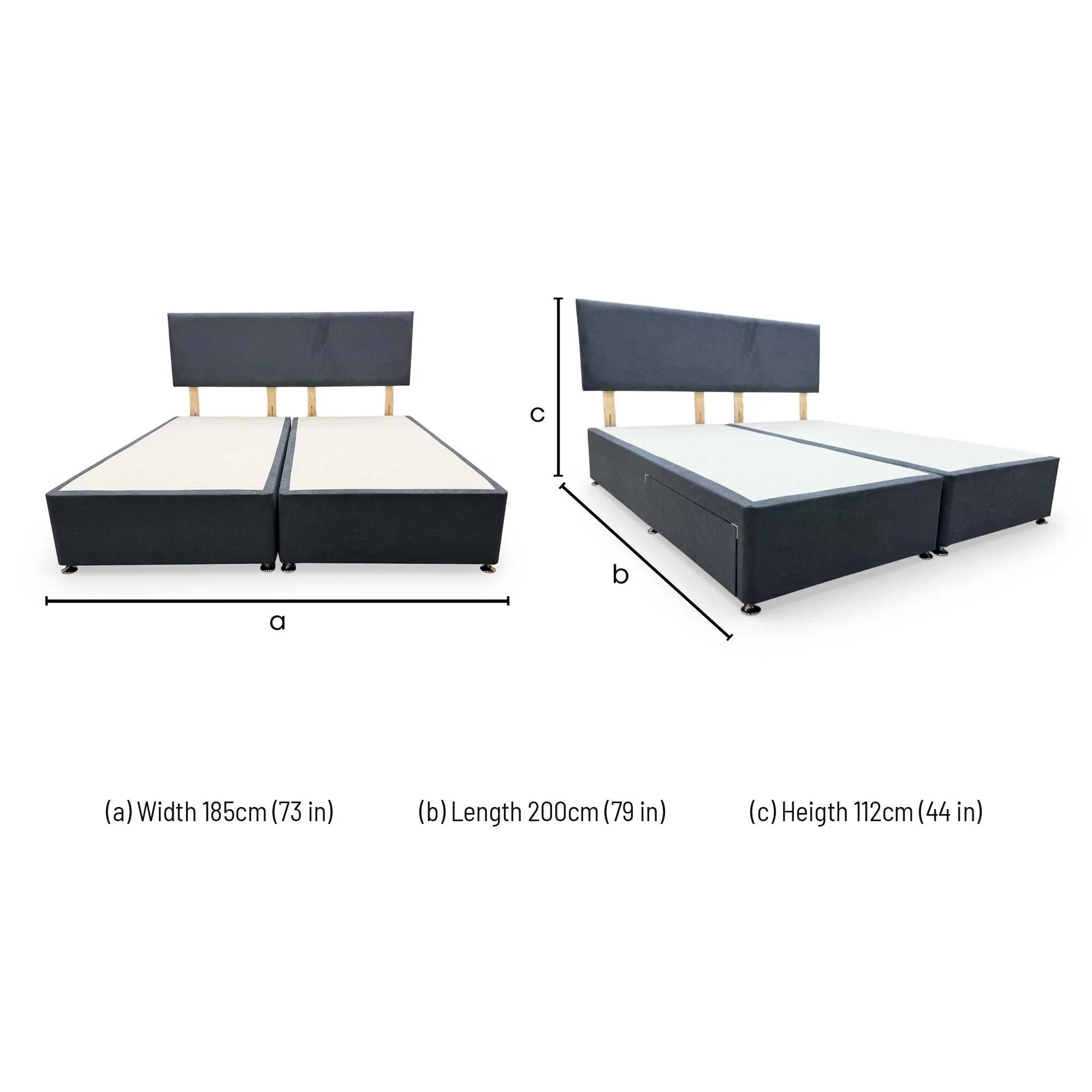 'Roma' Venice Carbon Fabric Headboard + 2 Draw Divan Base - Super King - Image 9