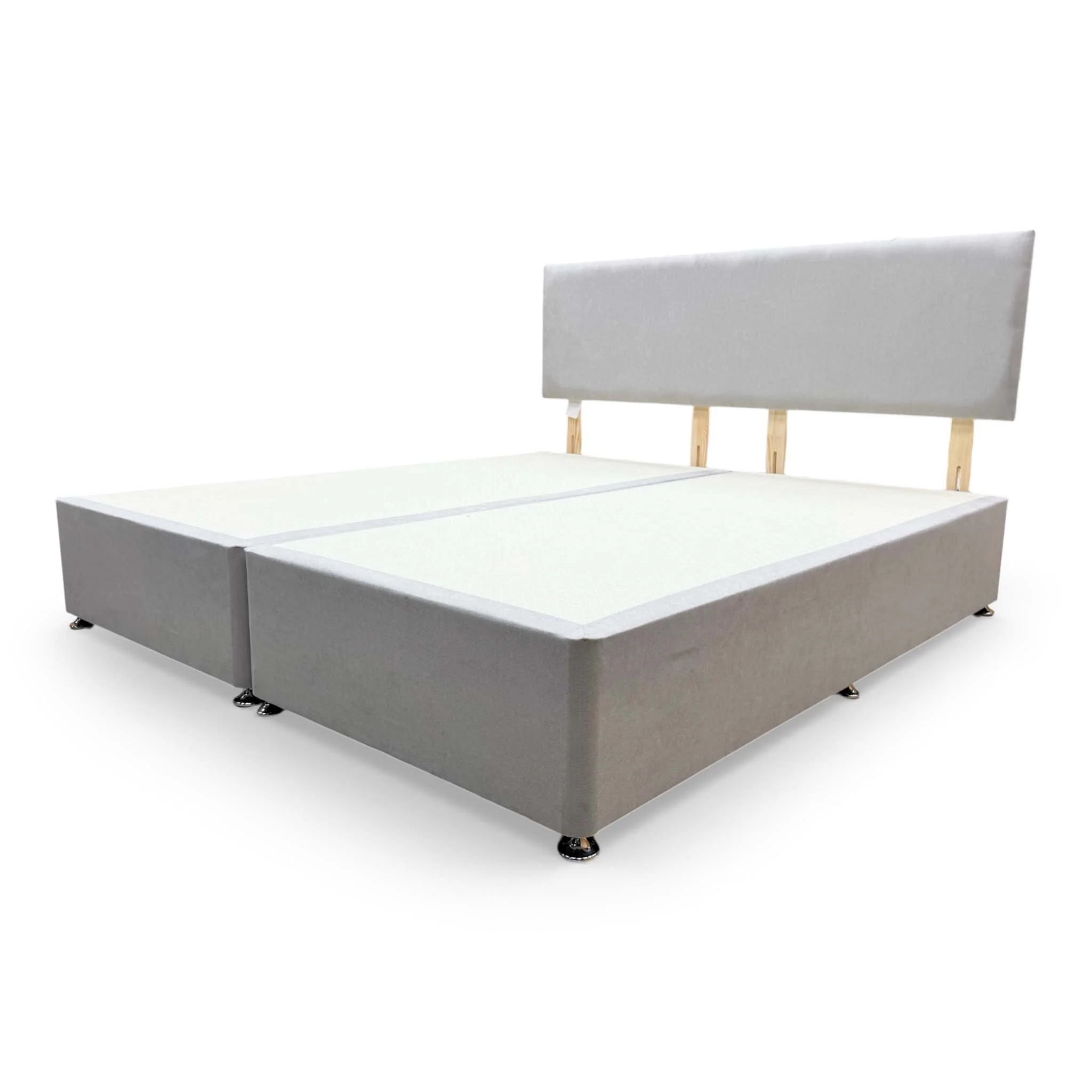 'Roma' Venice Silver Velvet Headboard + Divan Base - Super King - Image 6