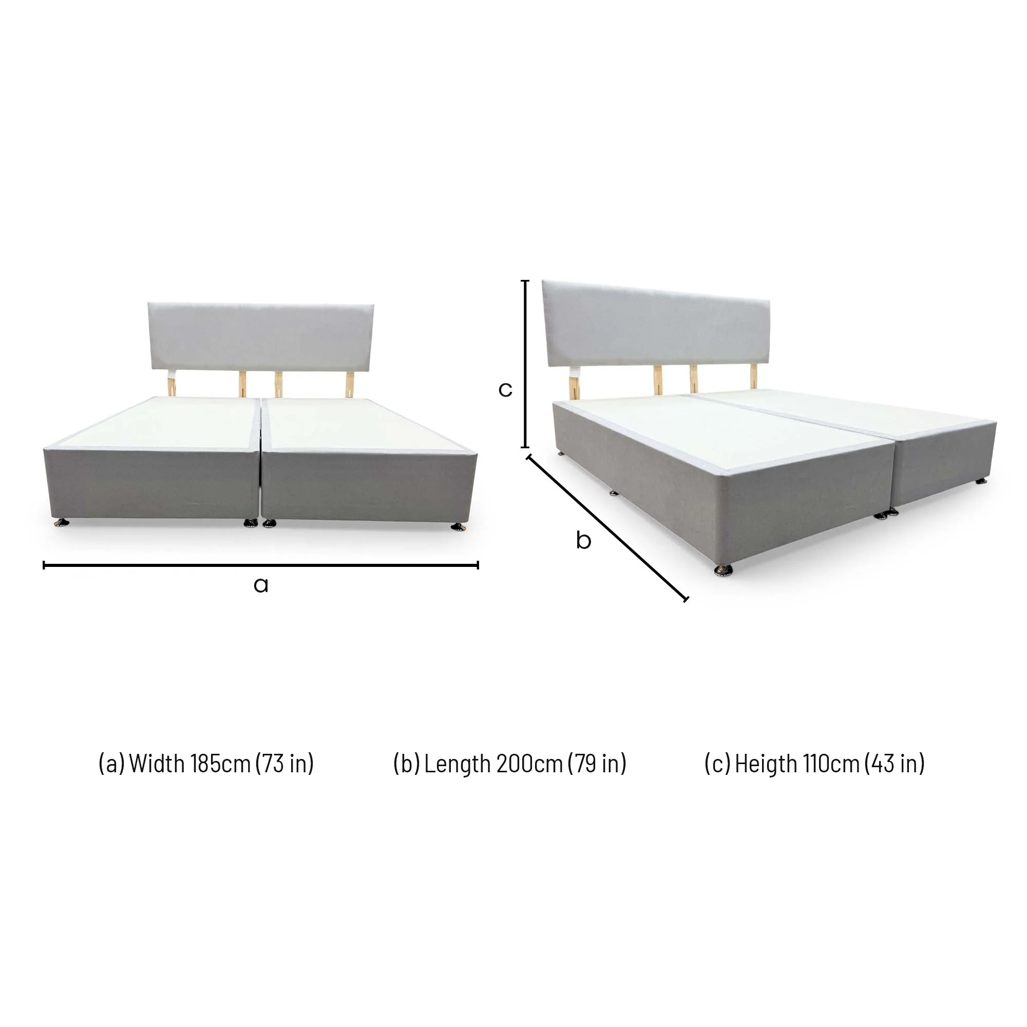 'Roma' Venice Silver Velvet Headboard + Divan Base - Super King - Image 7