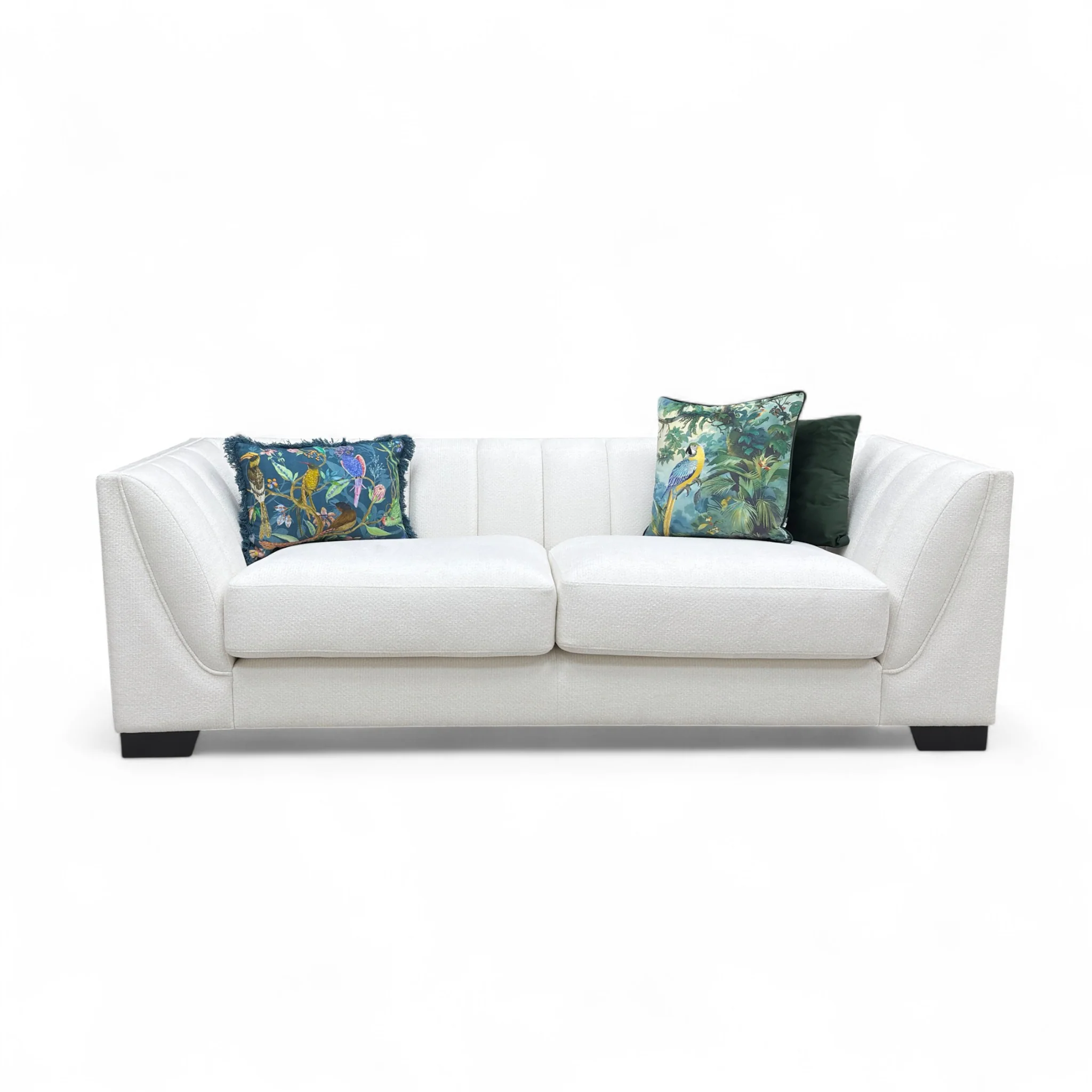 ‘Russell’ Rimini White Woven Fabric 3 Seater Sofa - Image 4