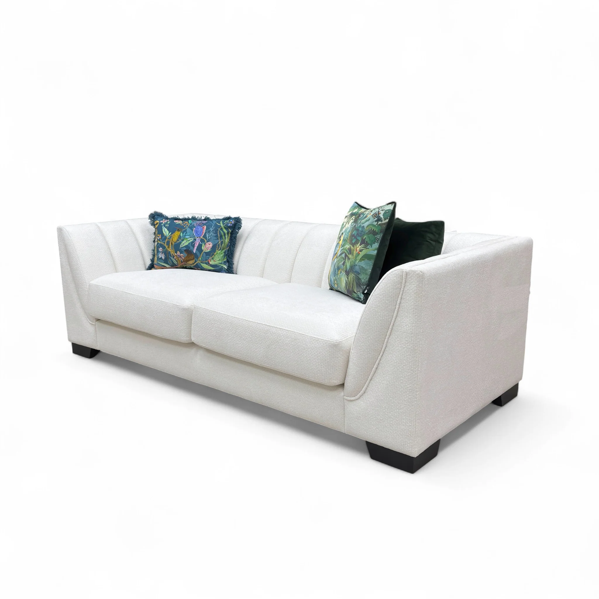 ‘Russell’ Rimini White Woven Fabric 3 Seater Sofa - Image 6