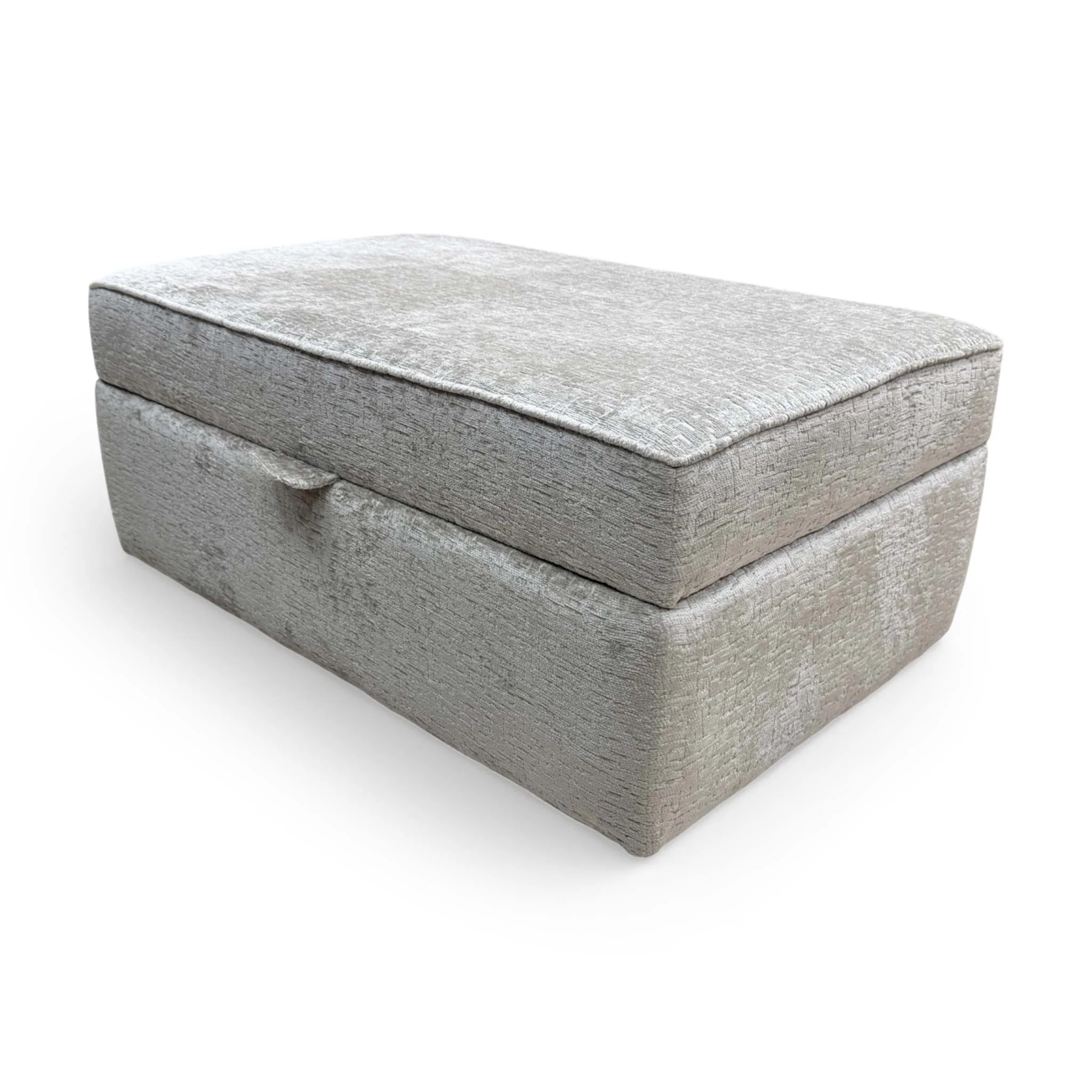 'Sasha' Ivory White Chenille Fabric Large Storage Footstool - Image 7