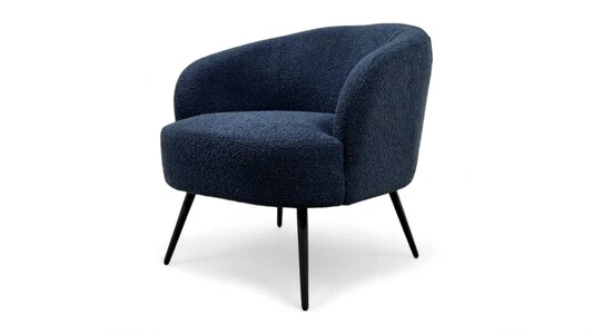 ‘Shelbie’ Navy Fabric Boucle Accent Chair - Image 4
